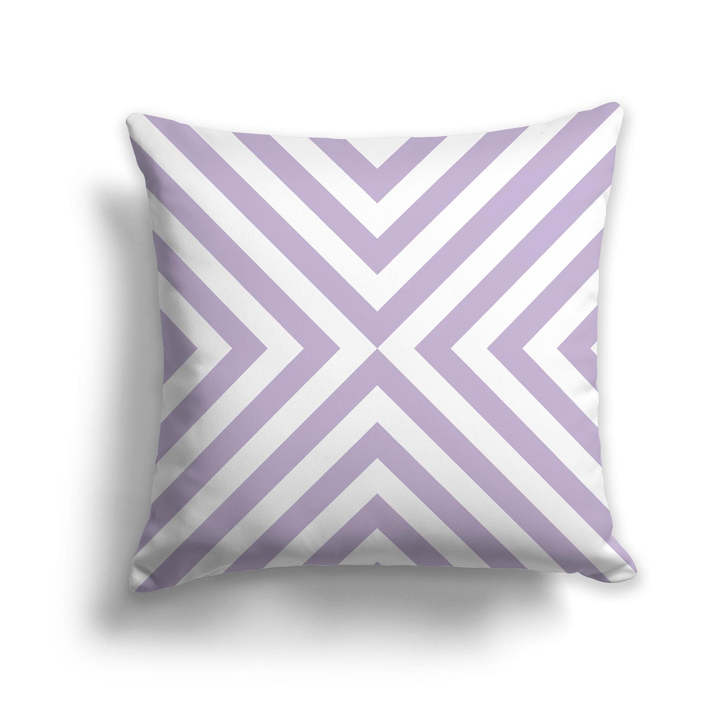 Square Throw Pillow with Mauve and White Radiating Diagonal Bars