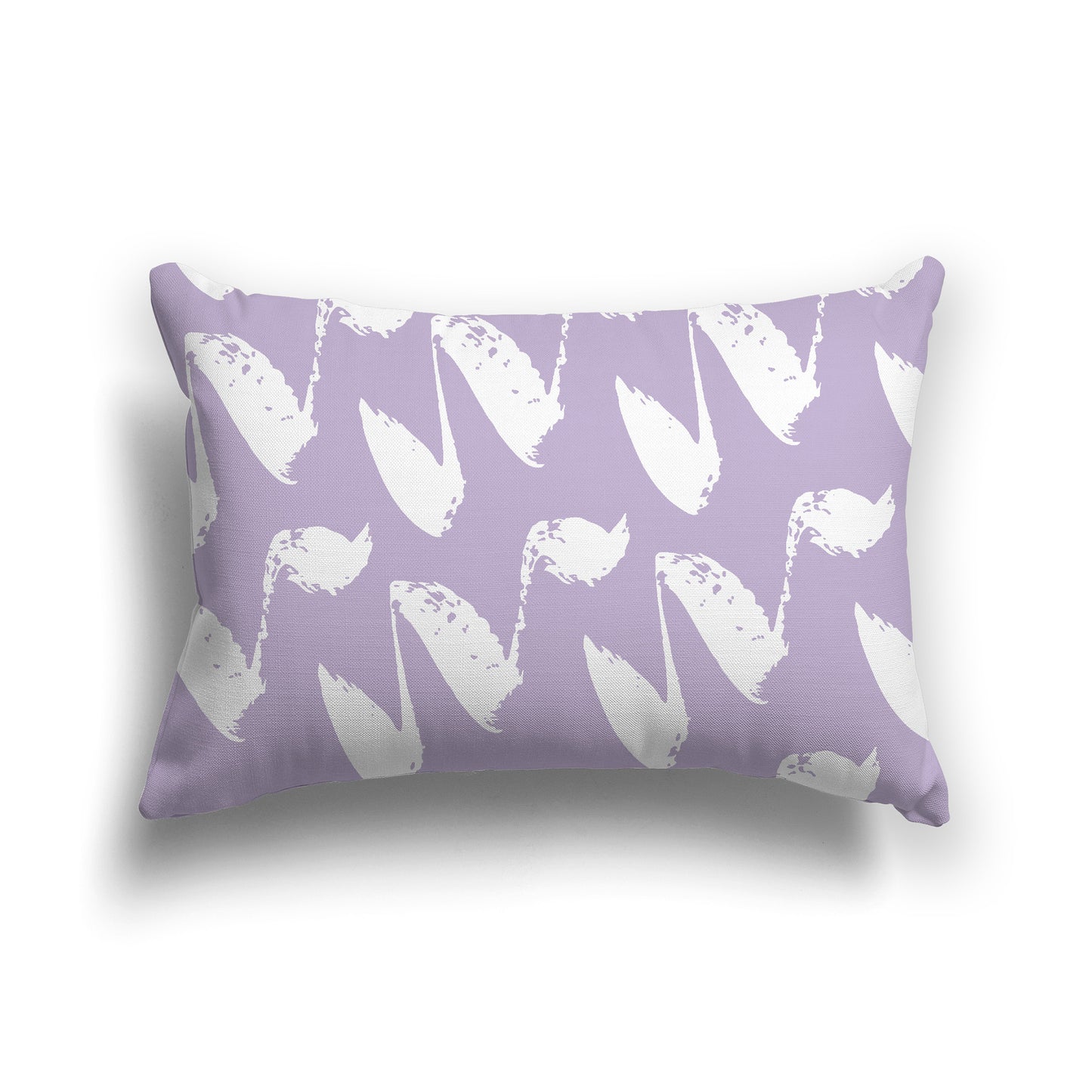 Lumbar Throw Pillow with Mauve and White Squiggle Pattern
