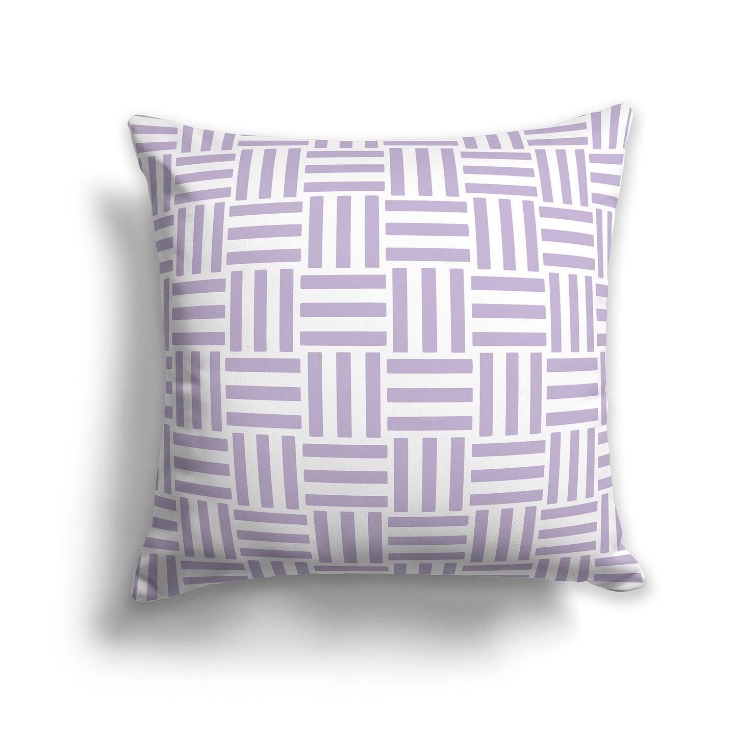 16 inch Throw Pillow with Mauve and White Basket Weave Pattern