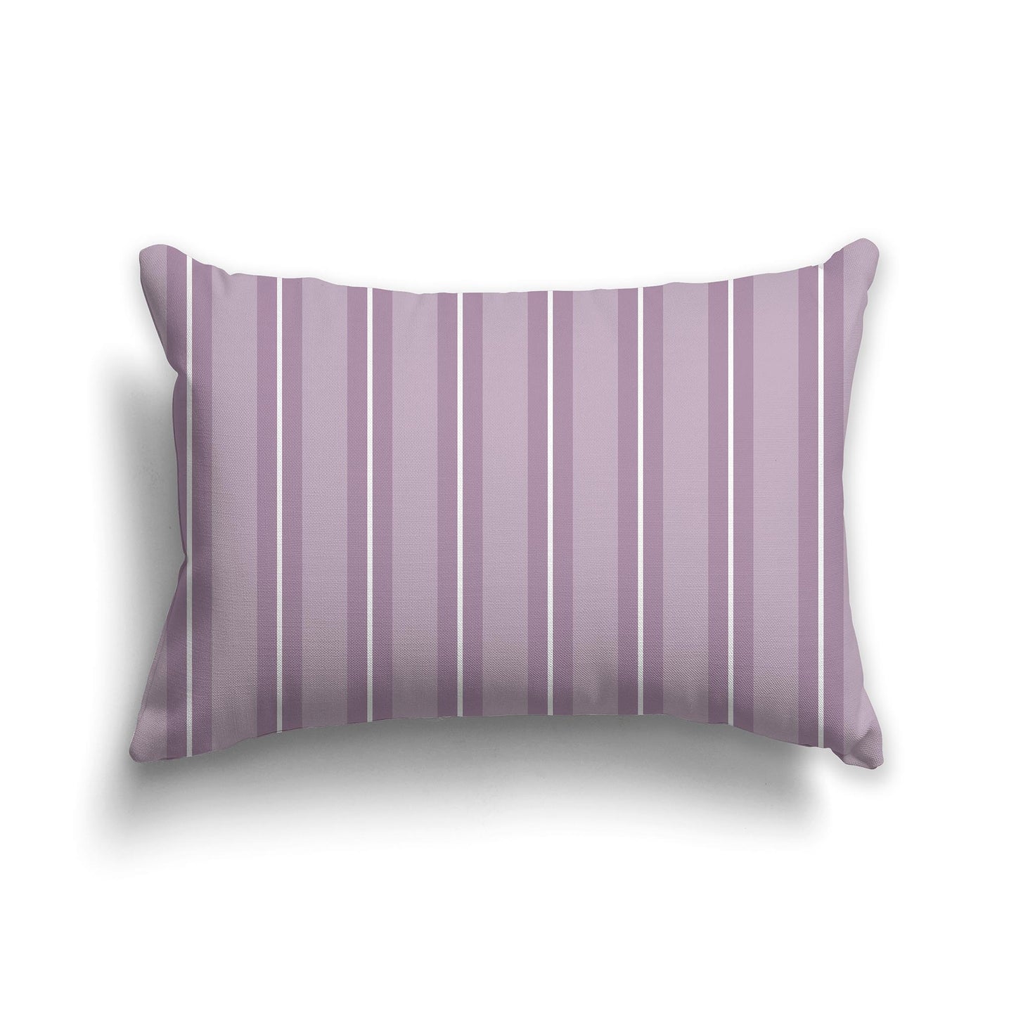 Lumbar Throw Pillow with Light Mauve and White Multistripe Pattern