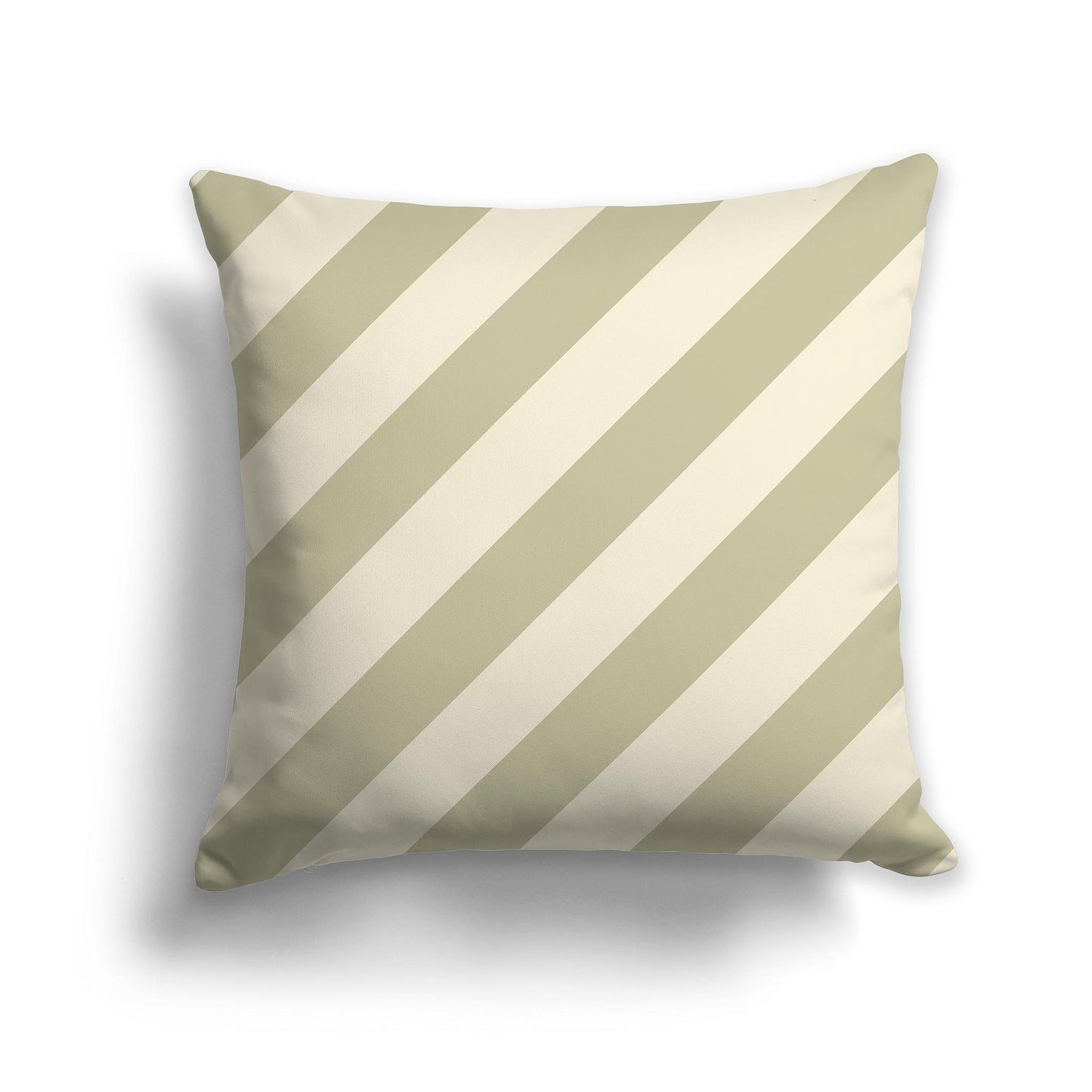 Square Throw Pillow with Green and Yellow Diagonal Bars
