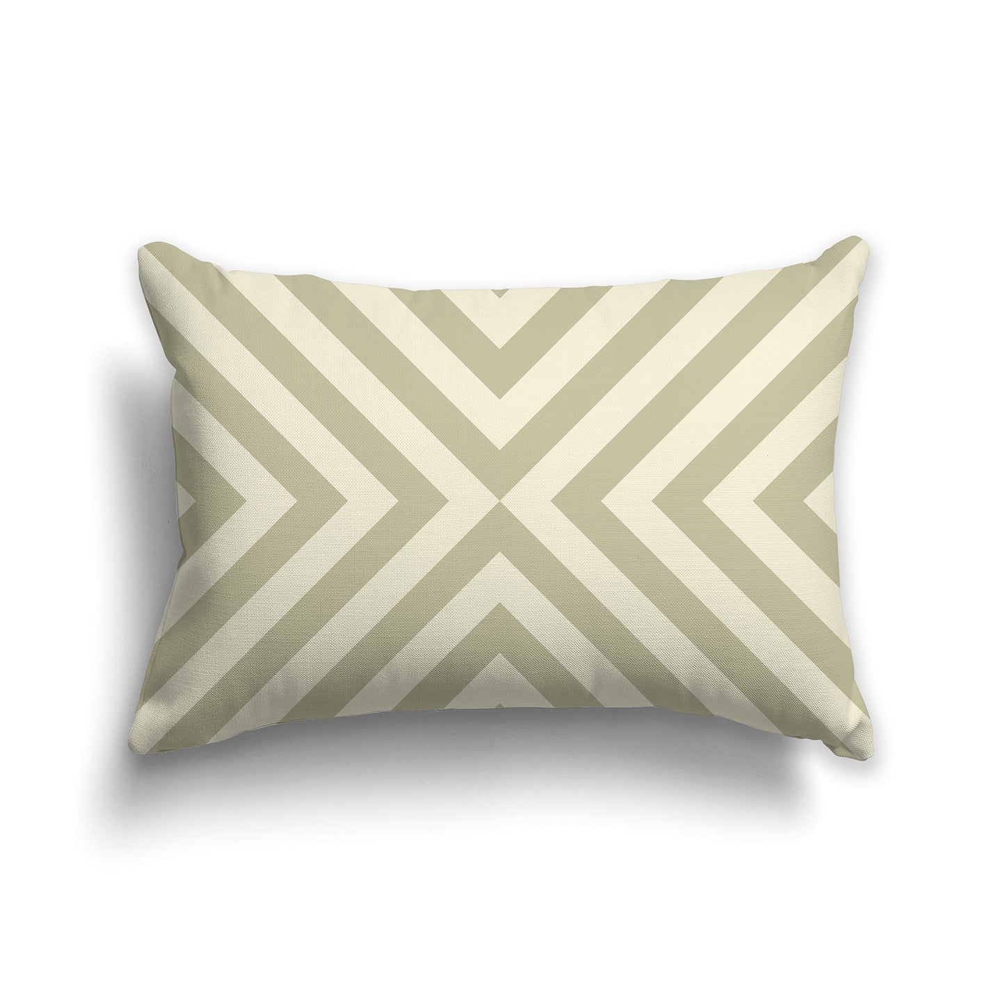 Lumbar Throw Pillow with Green and Yellow Radiating Diagonal Bars