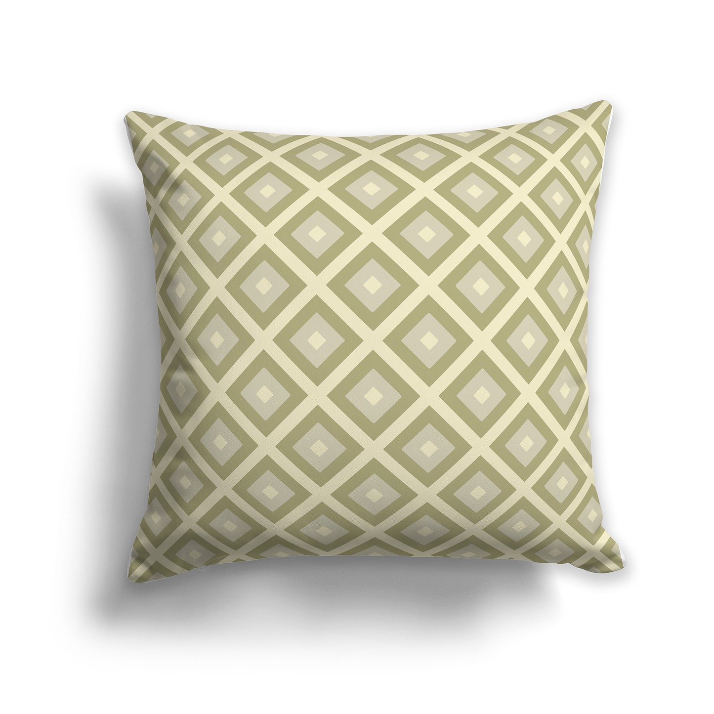 16 inch Throw Pillow with Green and Yellow Square Repeat Pattern