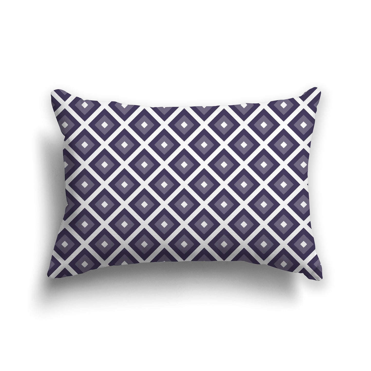 20x14 inch Lumbar Throw Pillow with Two-tone Purple Square Repeat Pattern