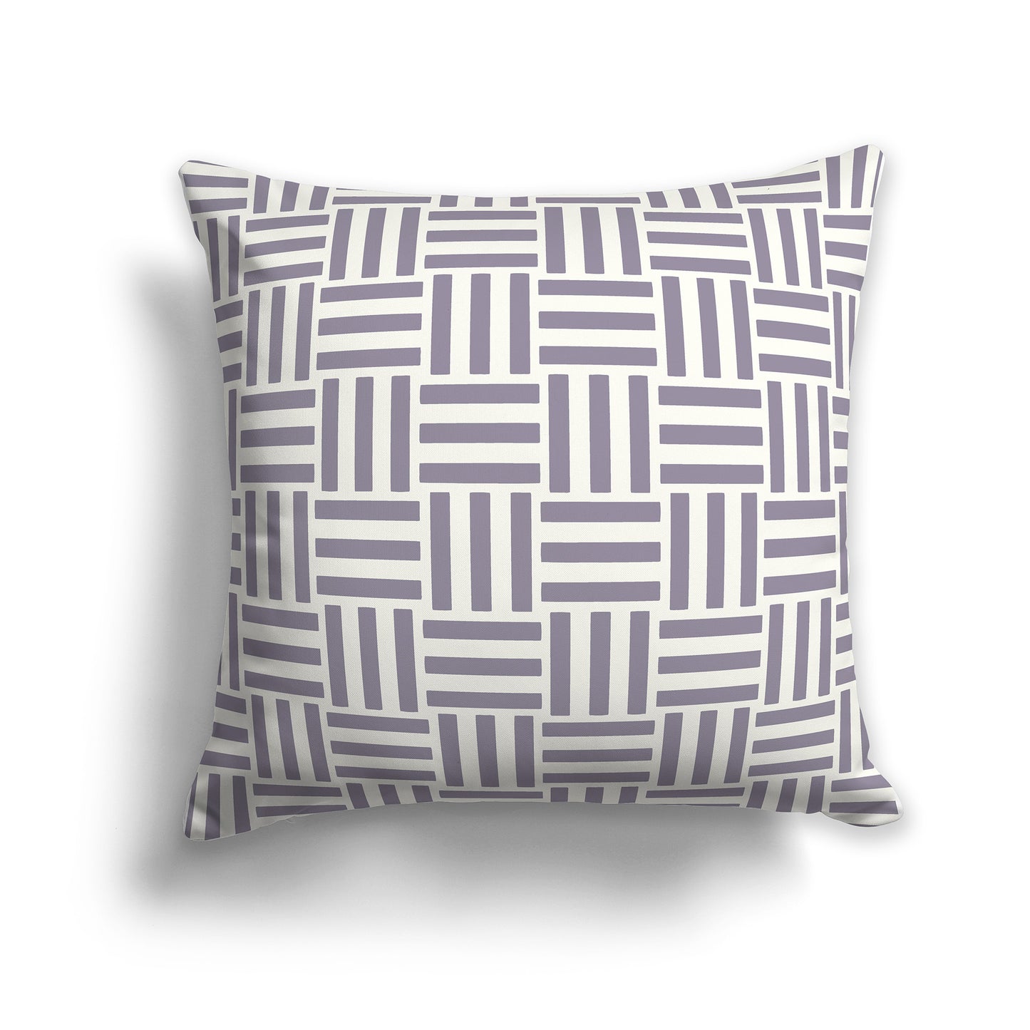 16 inch Throw Pillow with Lavender and Cream Basket Weave Pattern