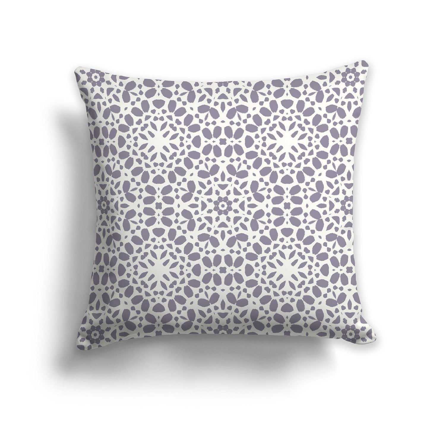 Square Throw Pillow with Fine Lavender and Cream Circular Repeat Pattern