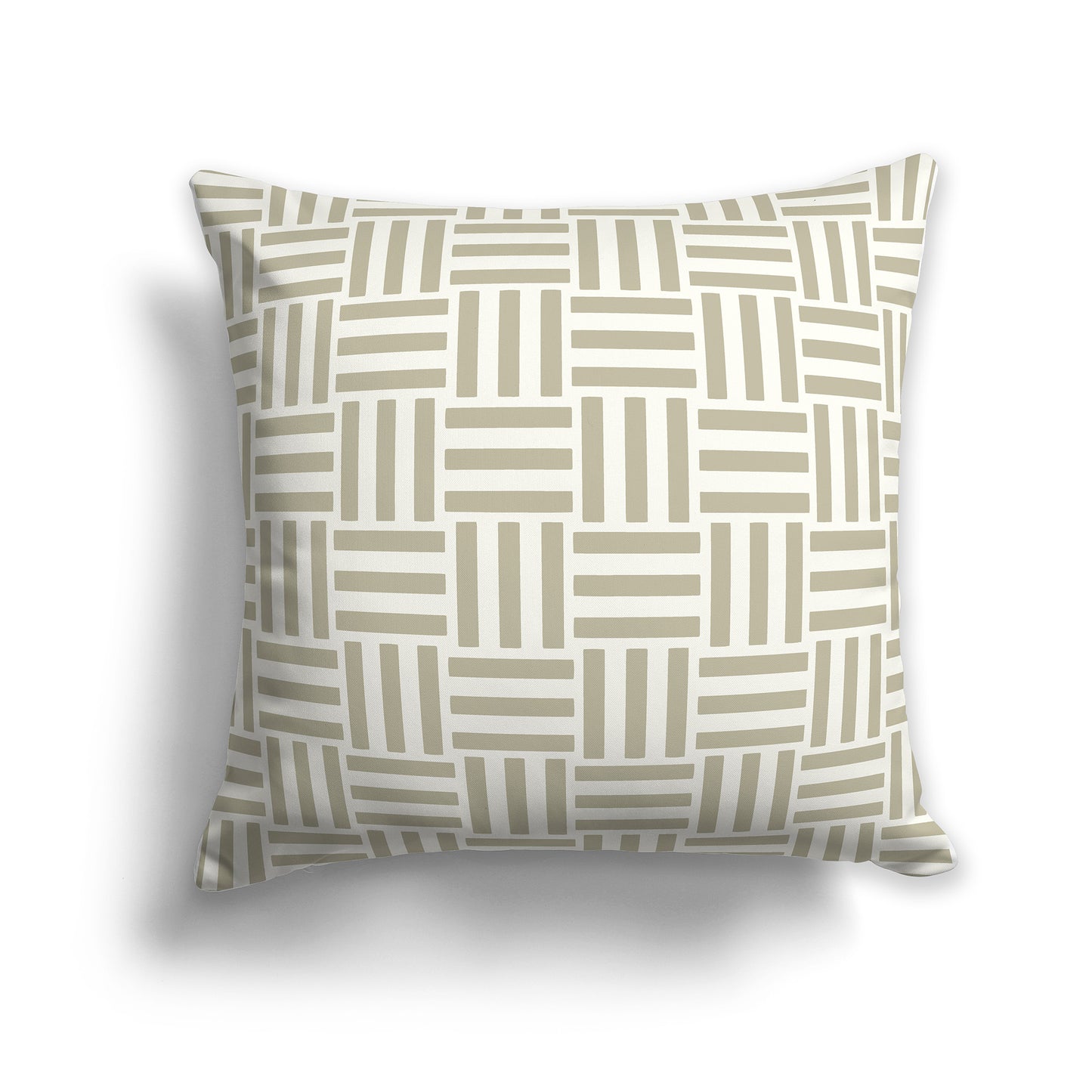 16 inch Throw Pillow with Pastel Green and Cream Basket Weave Pattern