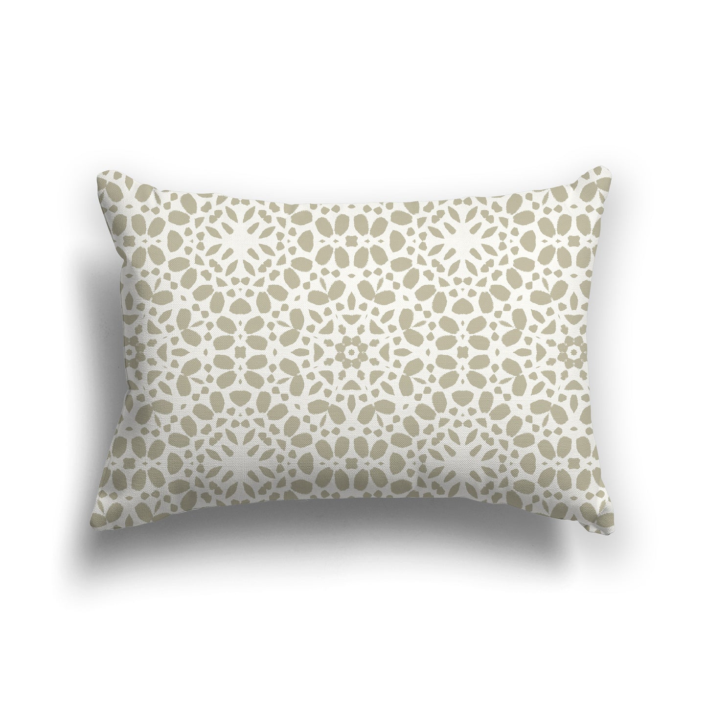 Lumbar Throw Pillow with Fine Pastel Green and Cream Circular Repeat Pattern