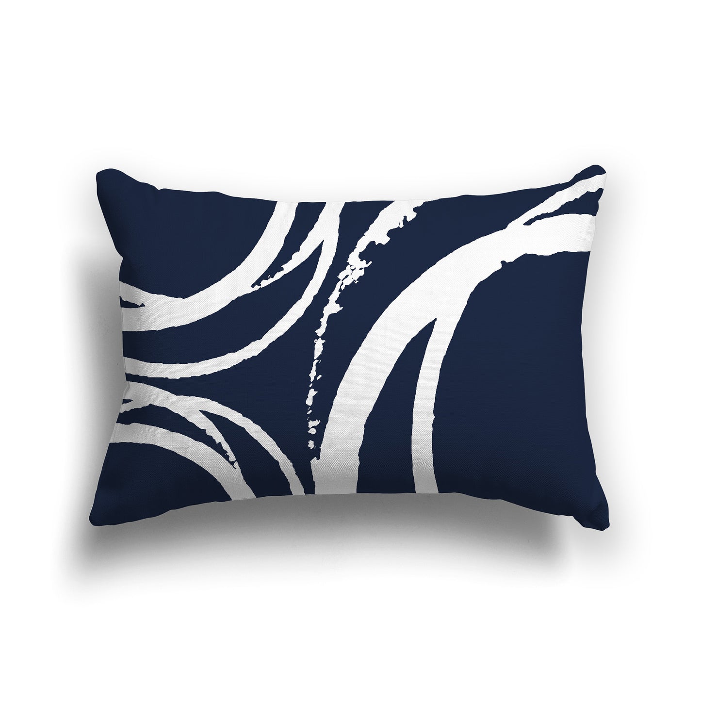 Lumbar Throw Pillow with Navy Blue and White Abstract Circles