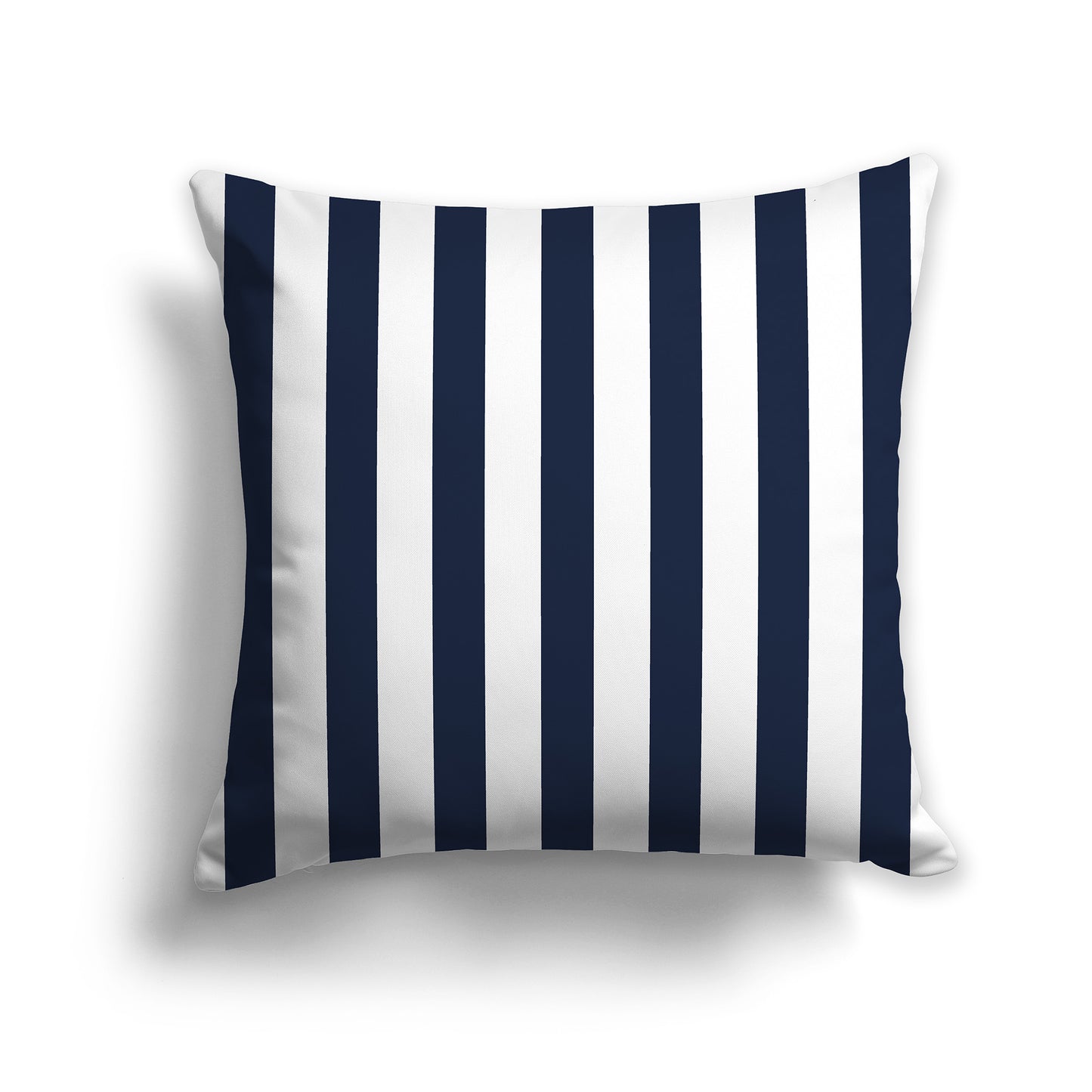20 inch Throw Pillow with Thick Navy Blue and White Vertical Bars
