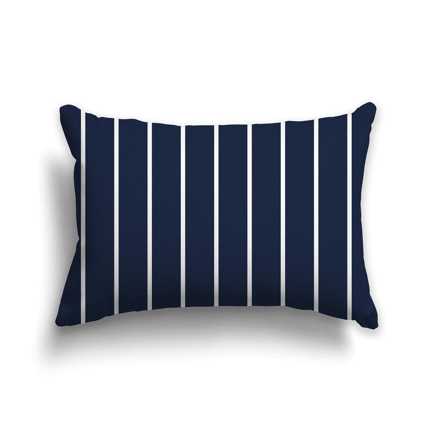 Lumbar Throw Pillow with Navy Blue and white Stripe Pattern