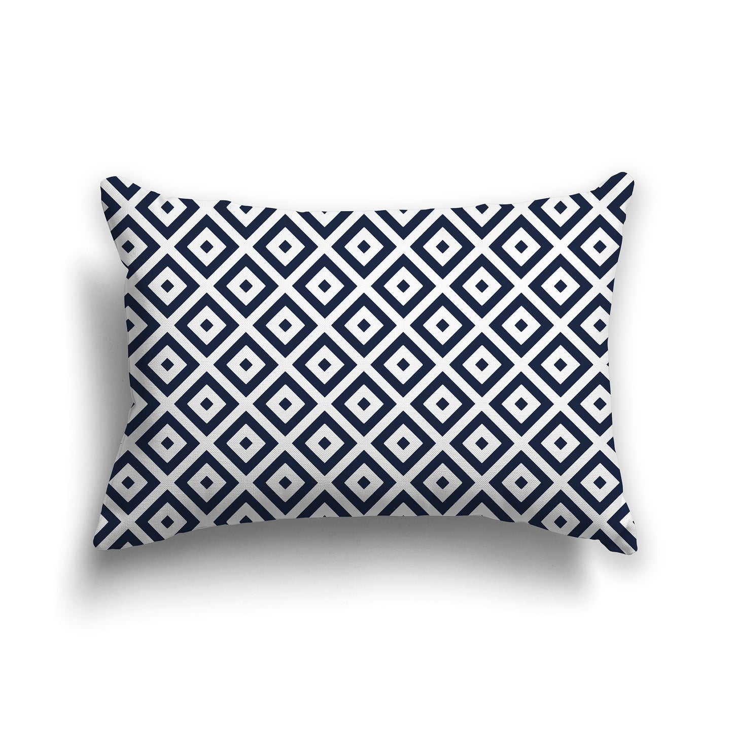 20x14 inch Lumbar Throw Pillow with Navy Blue and White Square Repeat Pattern