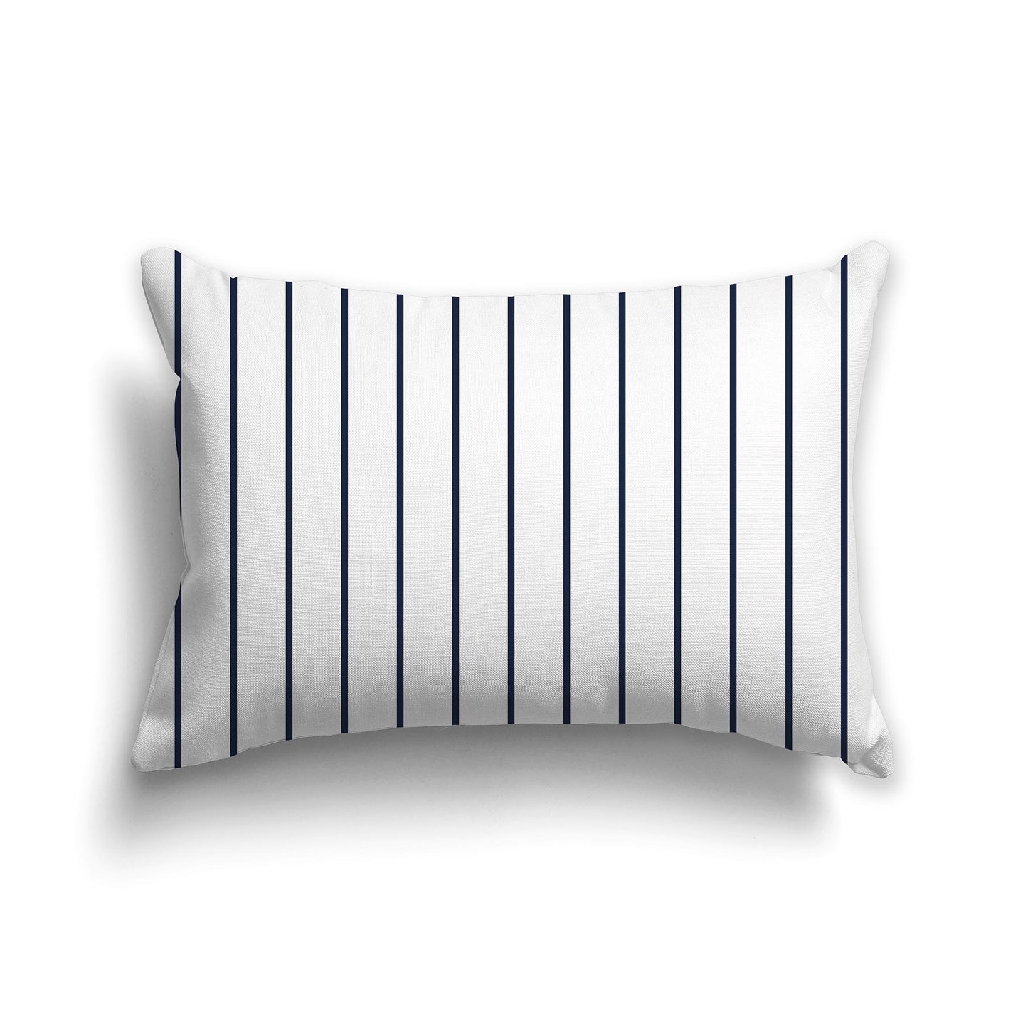 20x14 inch Lumbar Throw Pillow with Navy Blue and White Thin Vertical Stripe Pattern