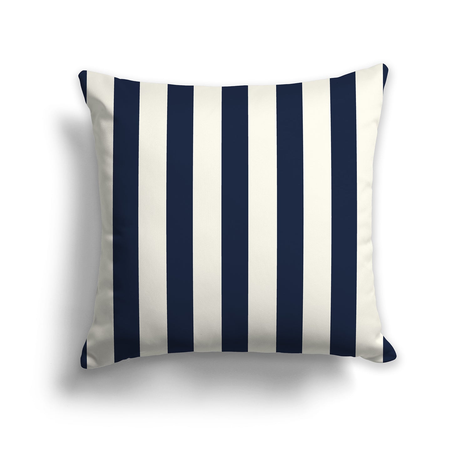 16 inch Throw Pillow with Thick Navy Blue and Cream Vertical Bars
