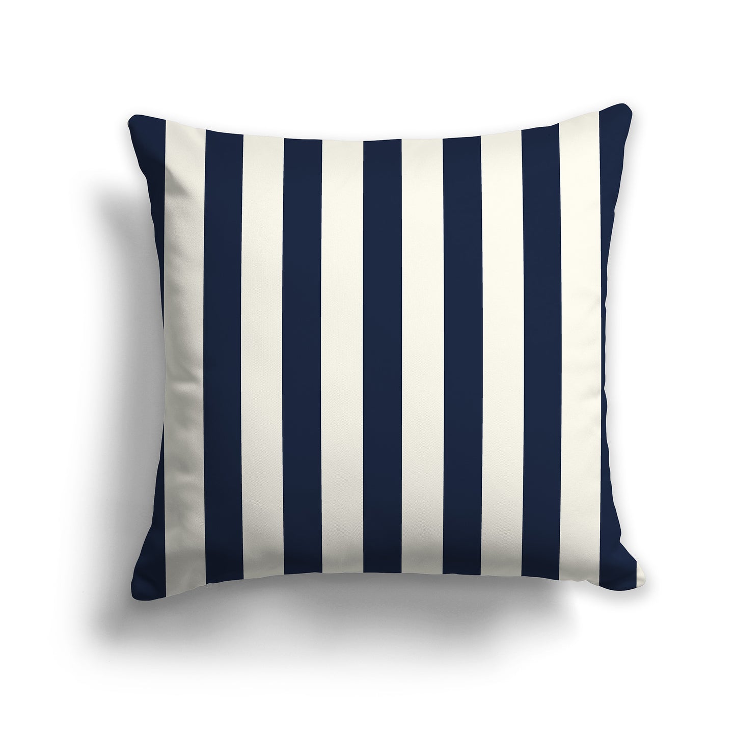 18 inch Throw Pillow with Thick Navy Blue and Cream Vertical Bars