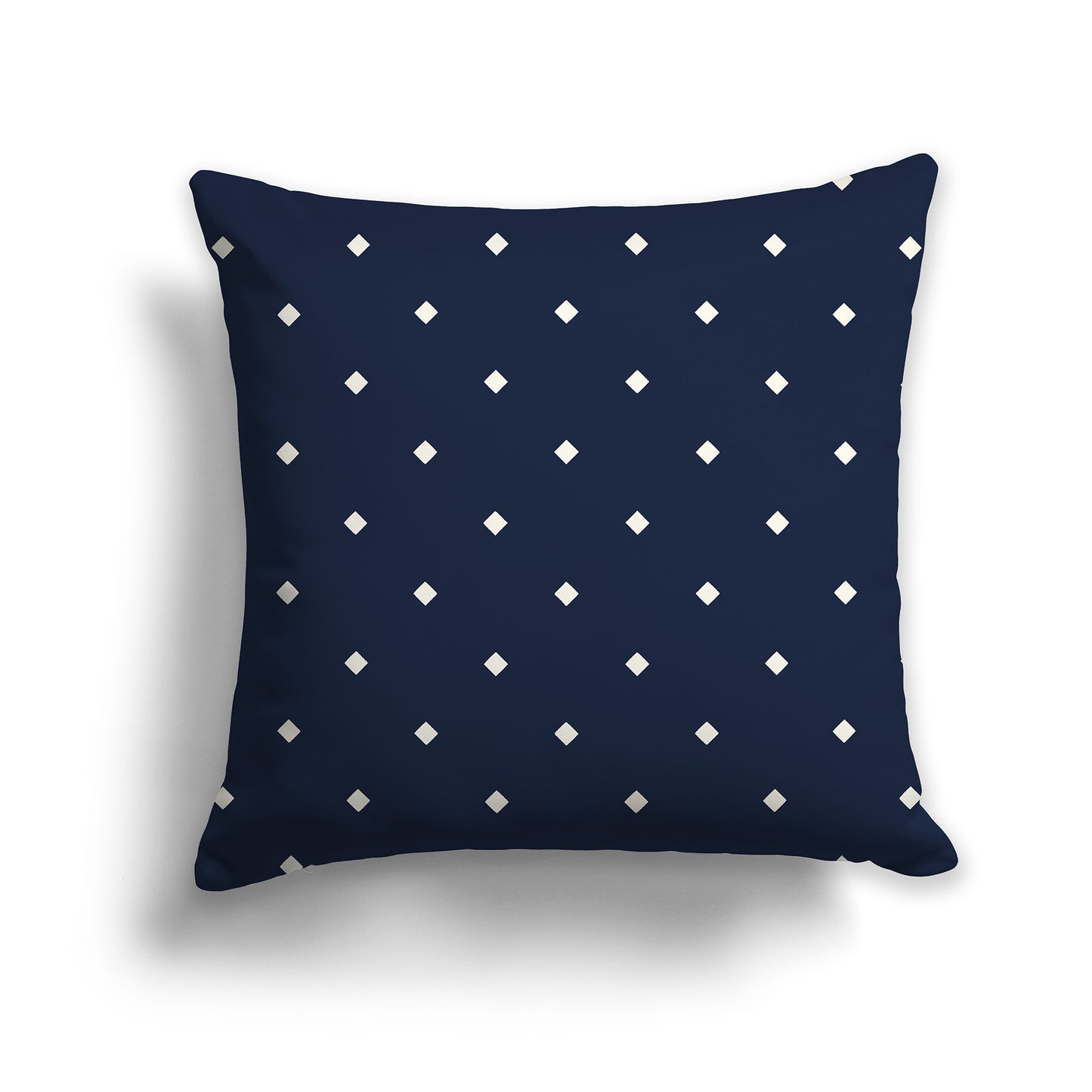 16 inch Navy Blue Throw Pillow with Large Cream Diamond Pattern