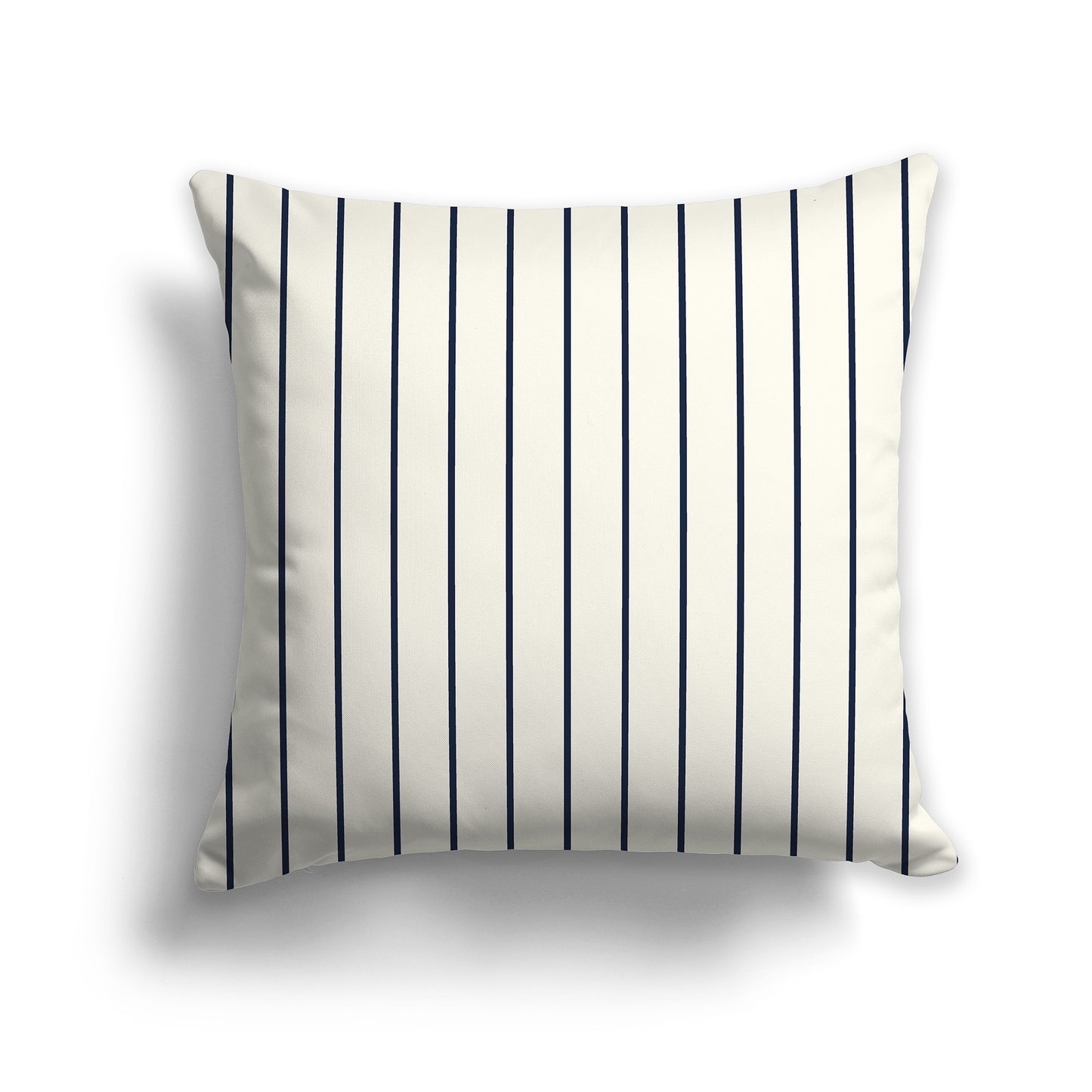 20 inch Throw Pillow with Navy Blue and Cream Thin Vertical Stripe Pattern