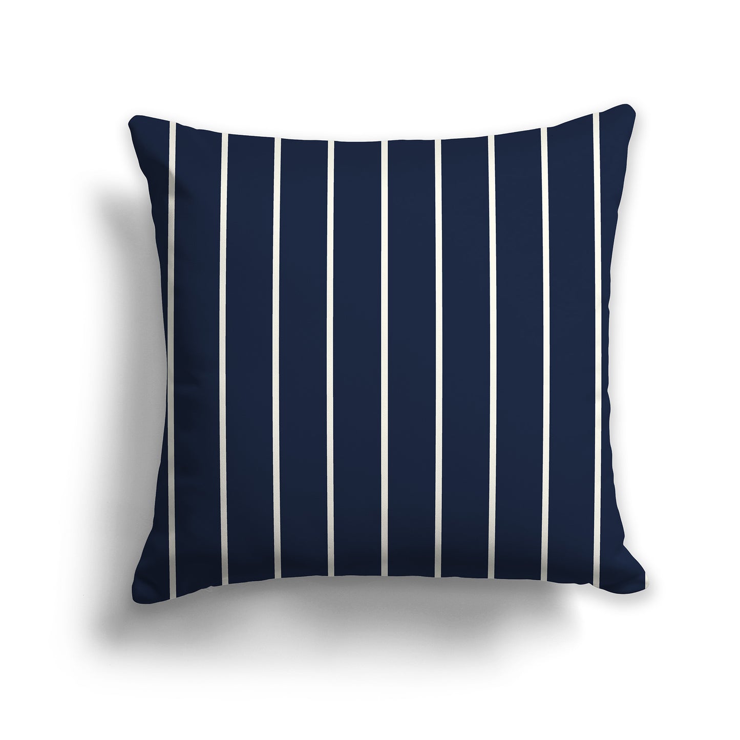 14 inch Throw Pillow with Navy Blue and Cream Thin Vertical Stripe Pattern