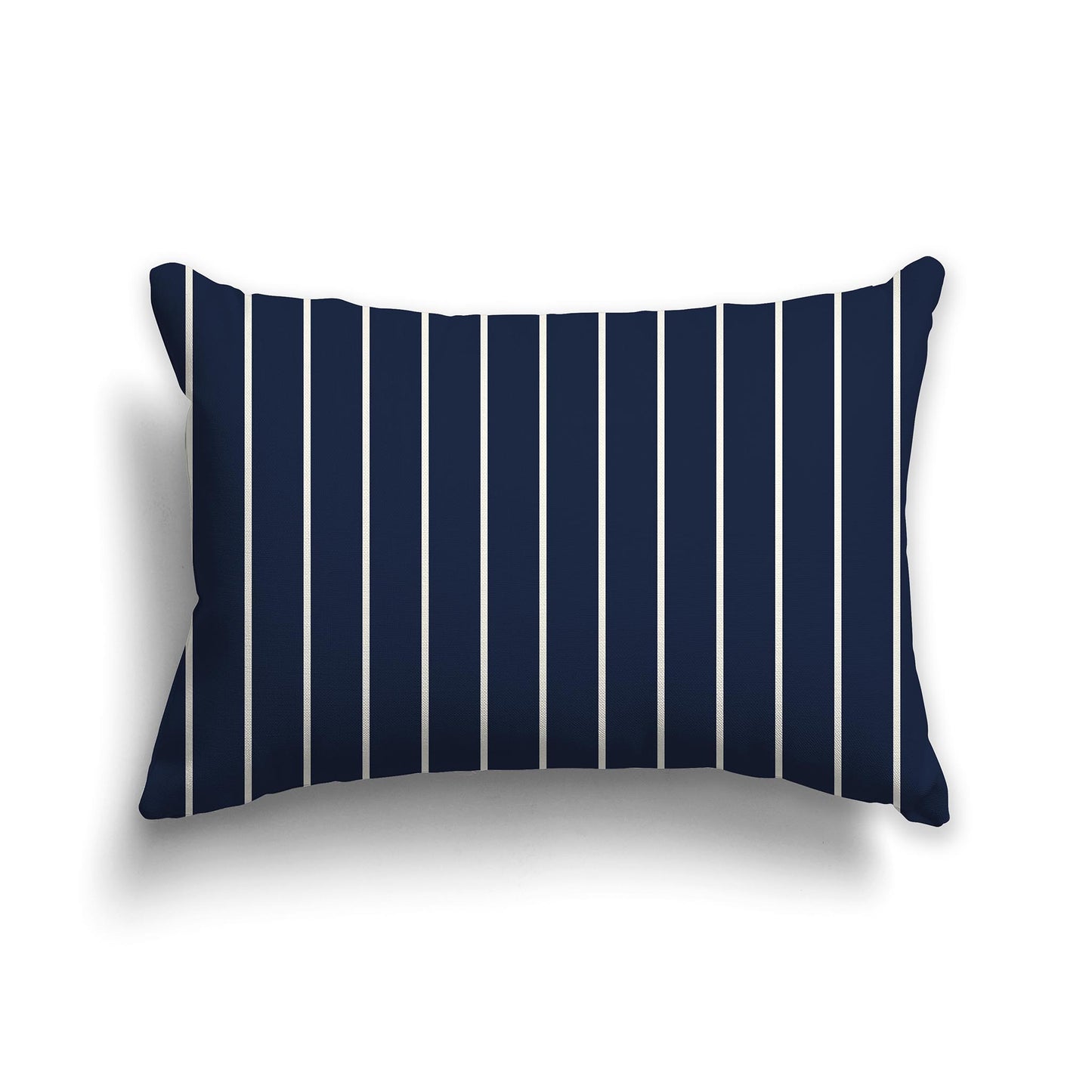 20x14 inch Lumbar Throw Pillow with Navy Blue and Cream Thin Vertical Stripe Pattern