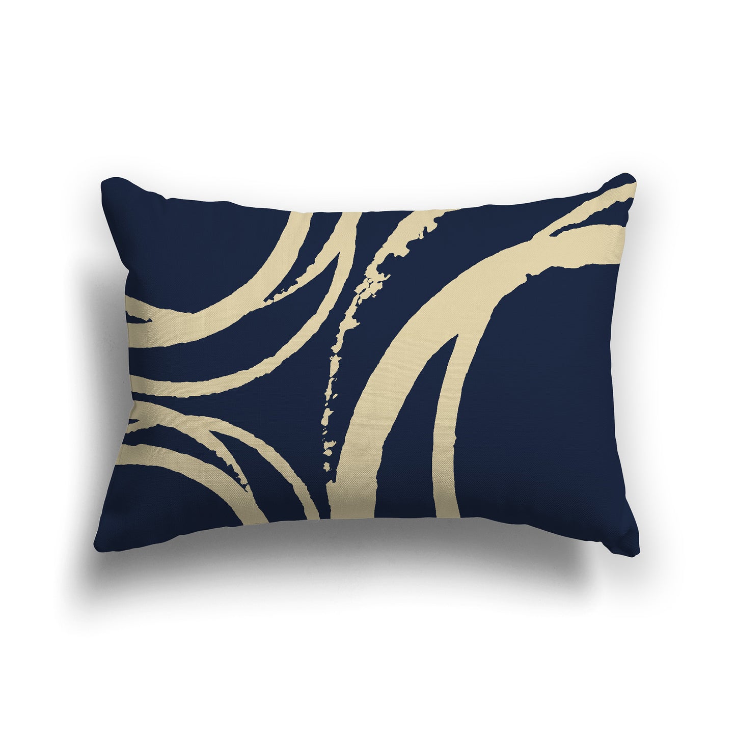 Lumbar Throw Pillow with Navy Blue and Desert Sand Abstract Circles