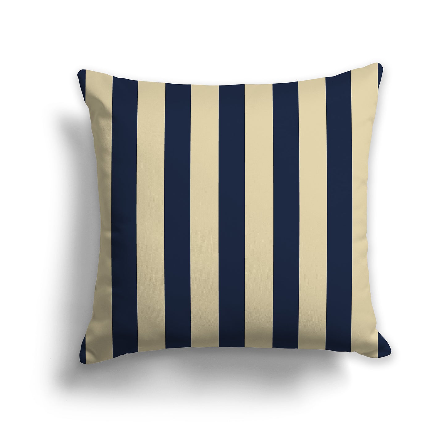 16 inch Throw Pillow with Thick Navy Blue and Desert Sand Vertical Bars