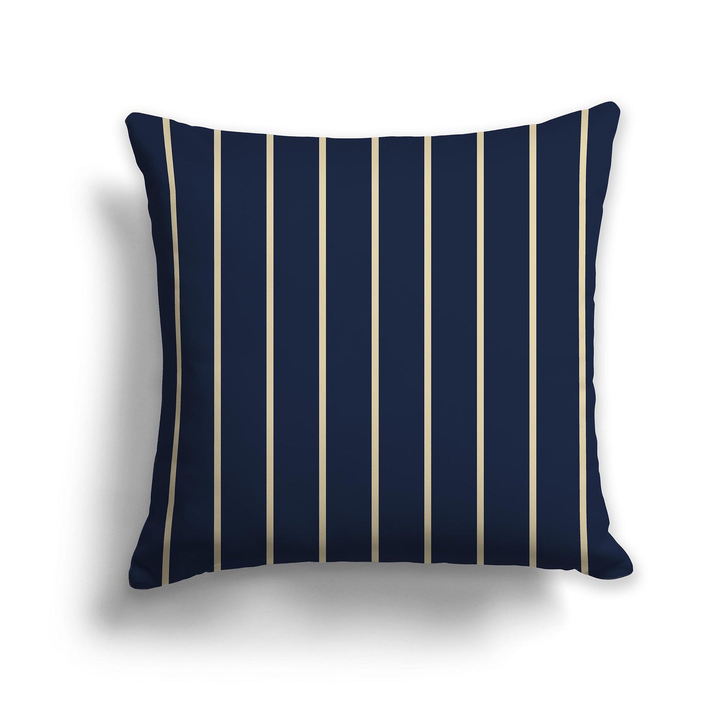 Square Throw Pillow with Navy Blue and Desert Sand Stripe Pattern