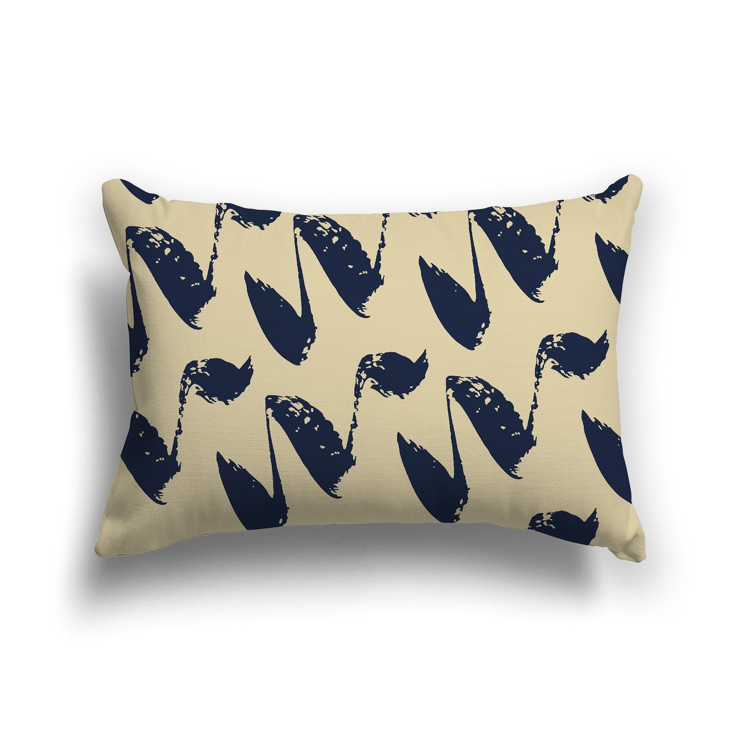 Lumbar Throw Pillow with Navy Blue and Desert Sand Squiggle Pattern
