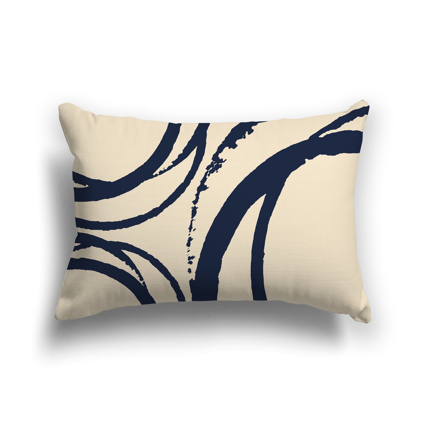 Lumbar Throw Pillow with Navy Blue and Beige Abstract Circles