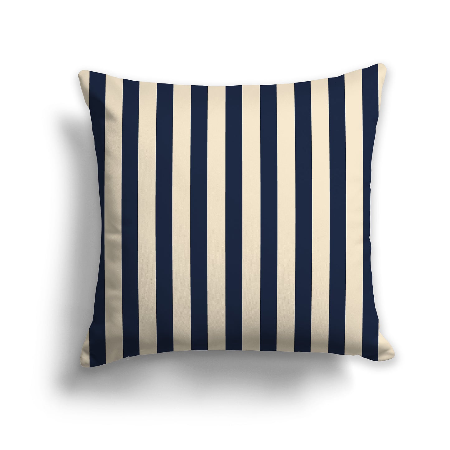 26 inch Throw Pillow with Thick Navy Blue and Beige Vertical Bars