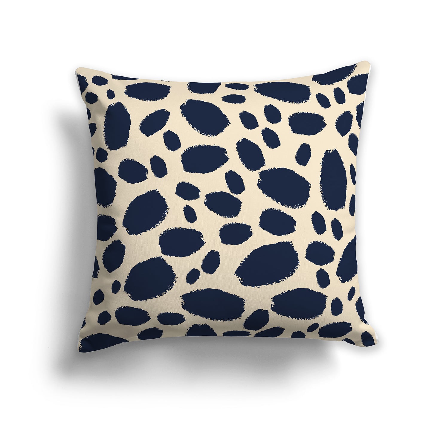 14 inch Throw Pillow with Navy Blue and Beige Paint Dab Pattern
