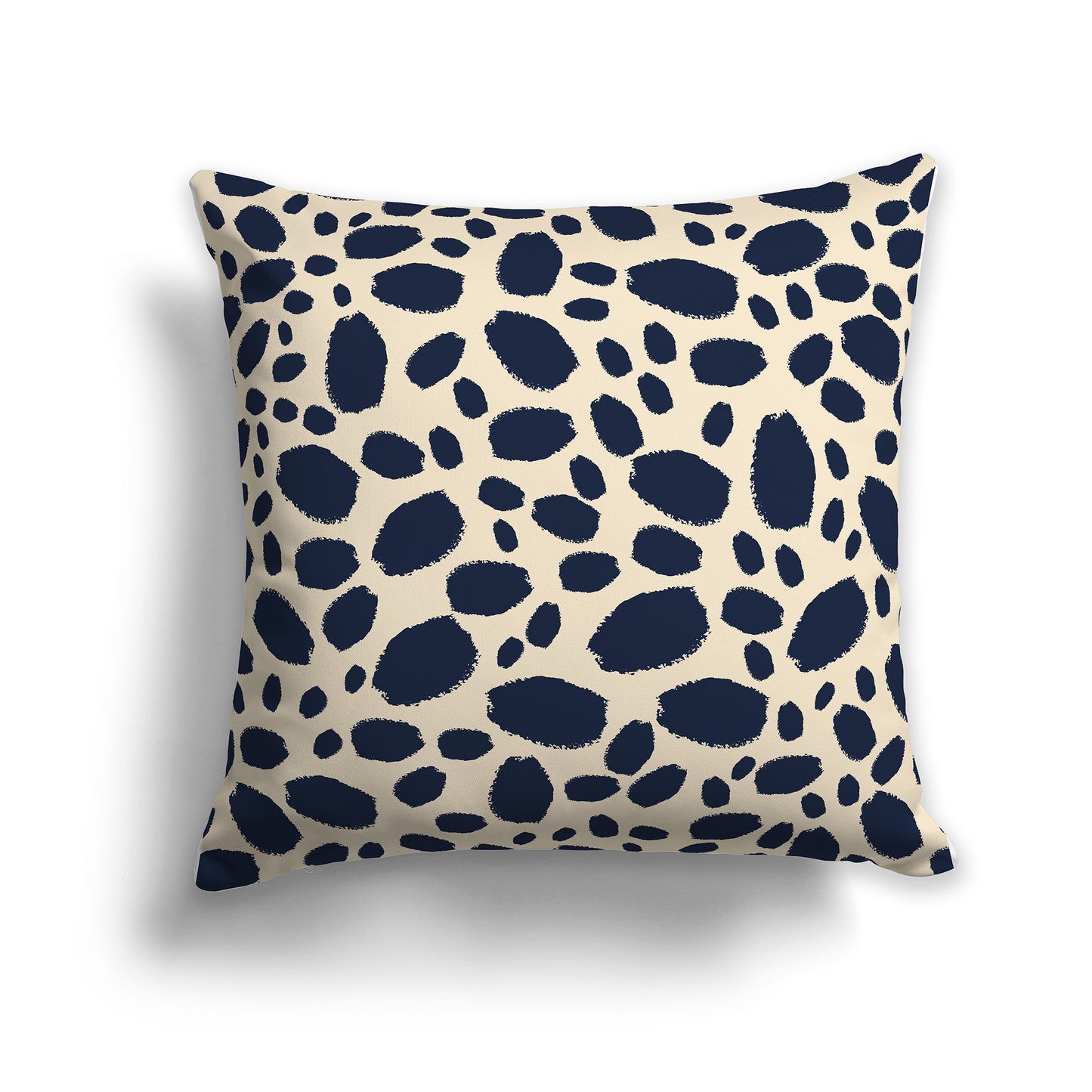 20 inch Throw Pillow with Navy Blue and Beige Paint Dab Pattern