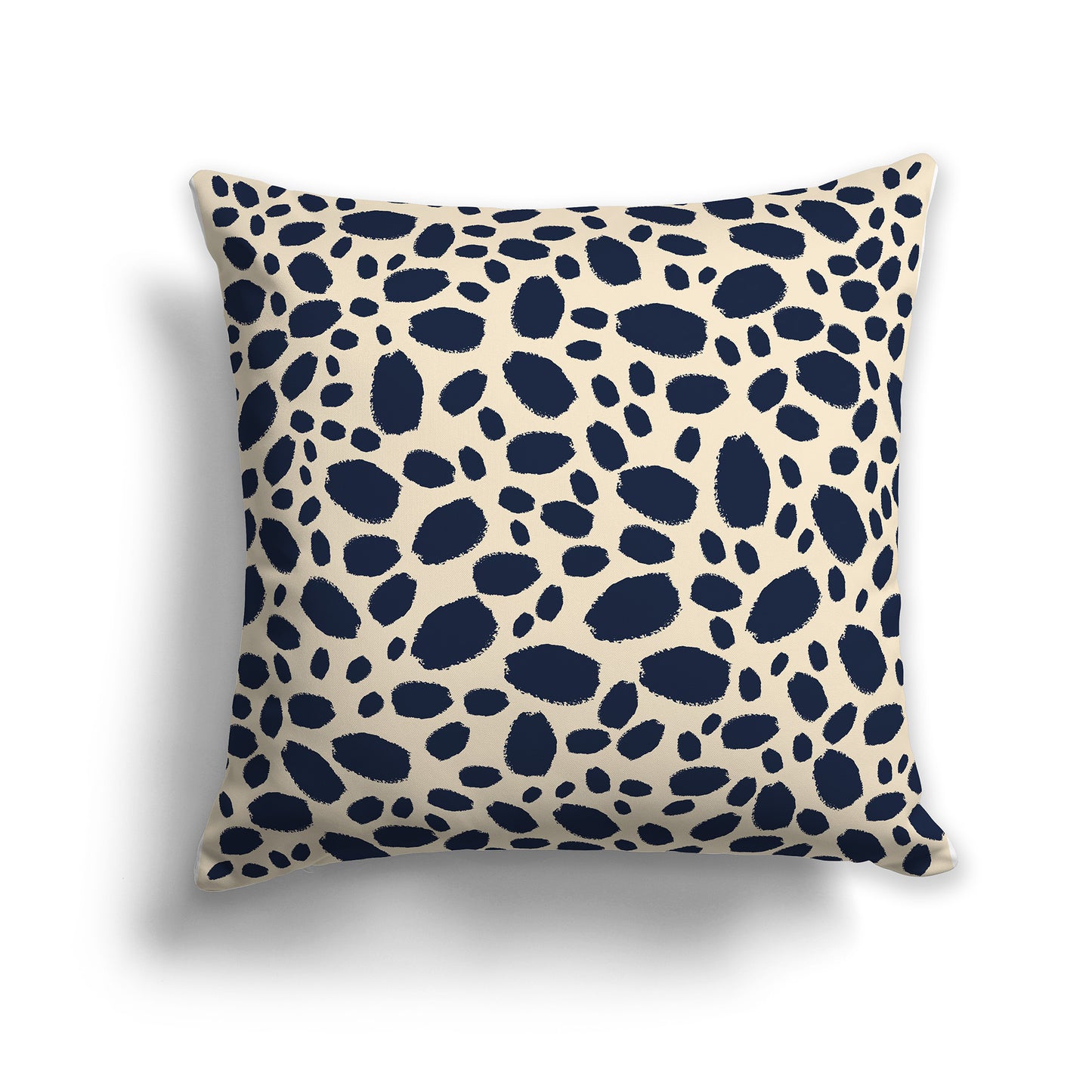 26 inch Throw Pillow with Navy Blue and Beige Paint Dab Pattern