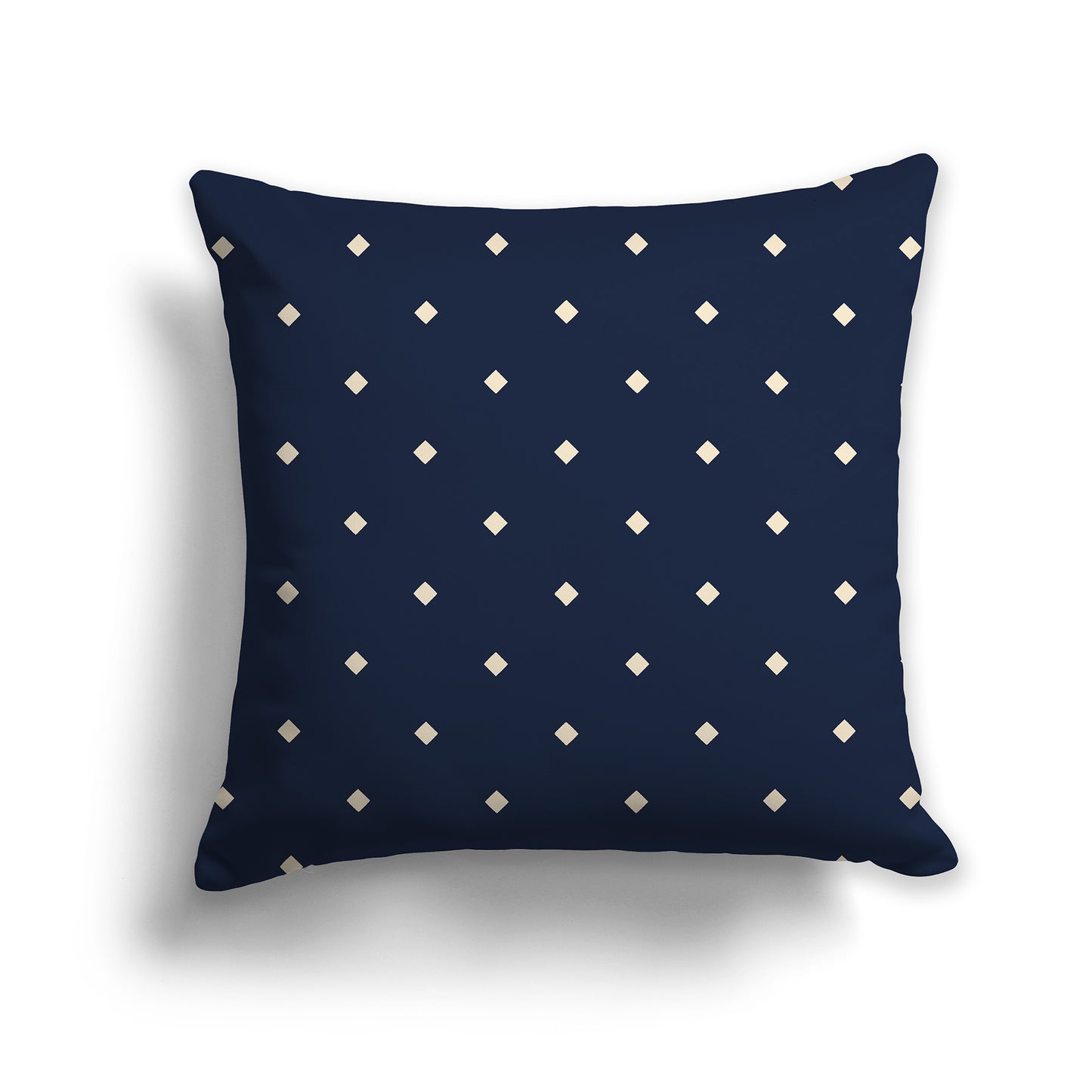 16 inch Navy Blue Throw Pillow with Large Beige Diamond Pattern