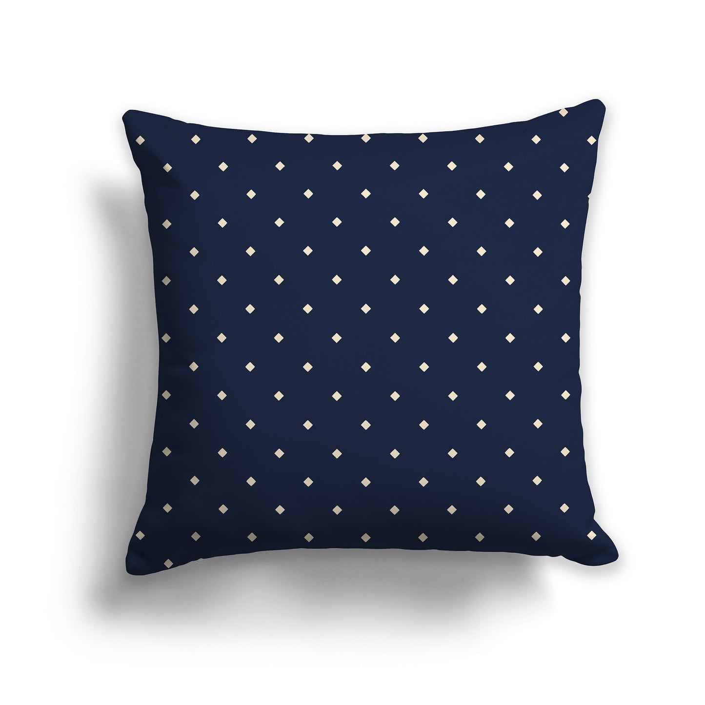 Navy Blue Throw Pillow with Large Beige Diamond Pattern on Front | Faux Suede | 26 x 26 inches