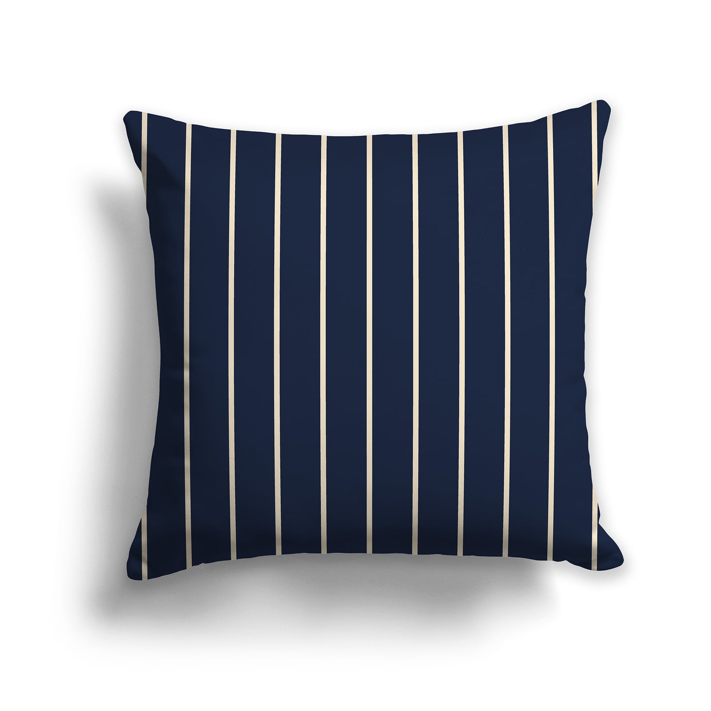 16 inch Throw Pillow with Navy Blue and Beige Thin Vertical Stripe Pattern