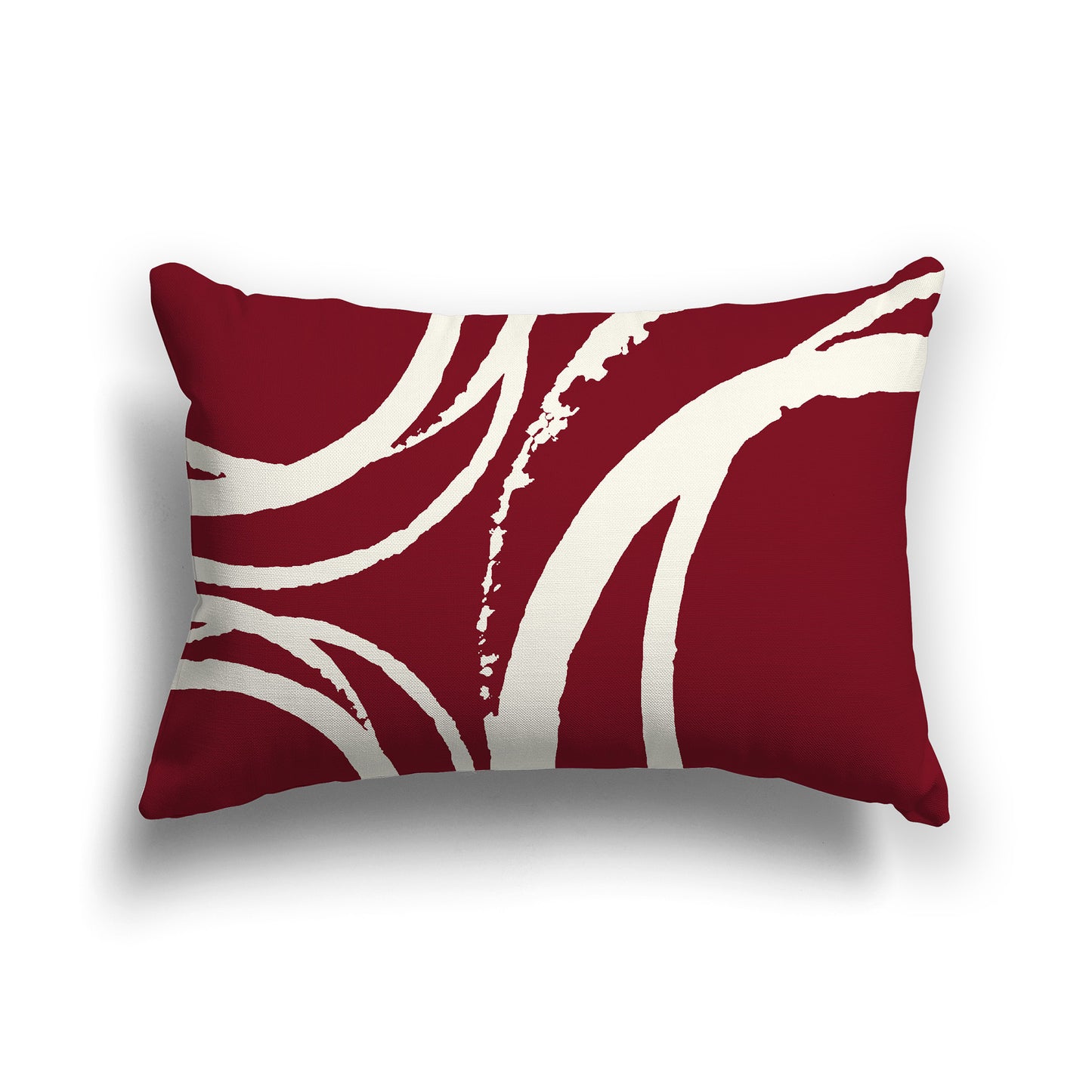 Lumbar Throw Pillow with Burgundy Red and Cream Abstract Circles