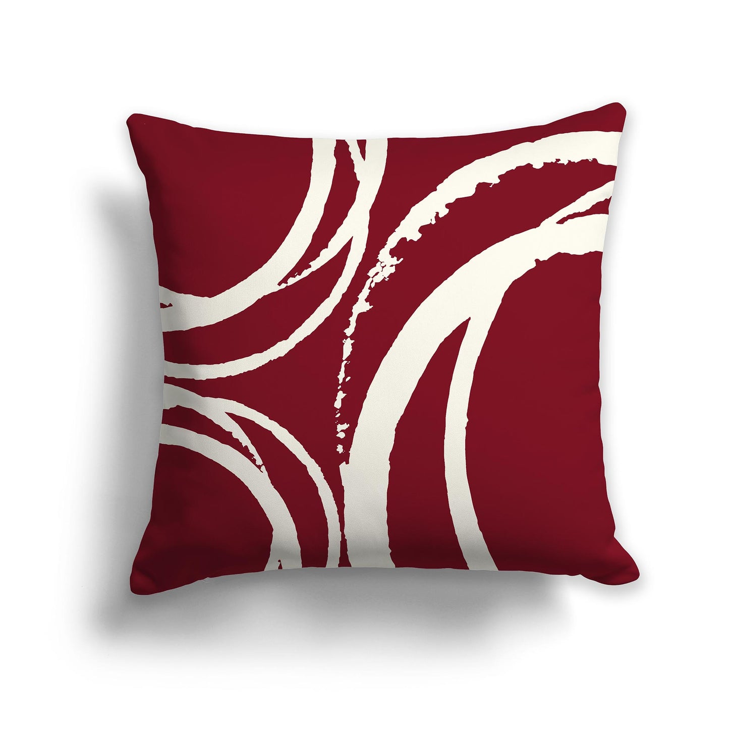 Square Throw Pillow with Burgundy Red and Cream Abstract Circles