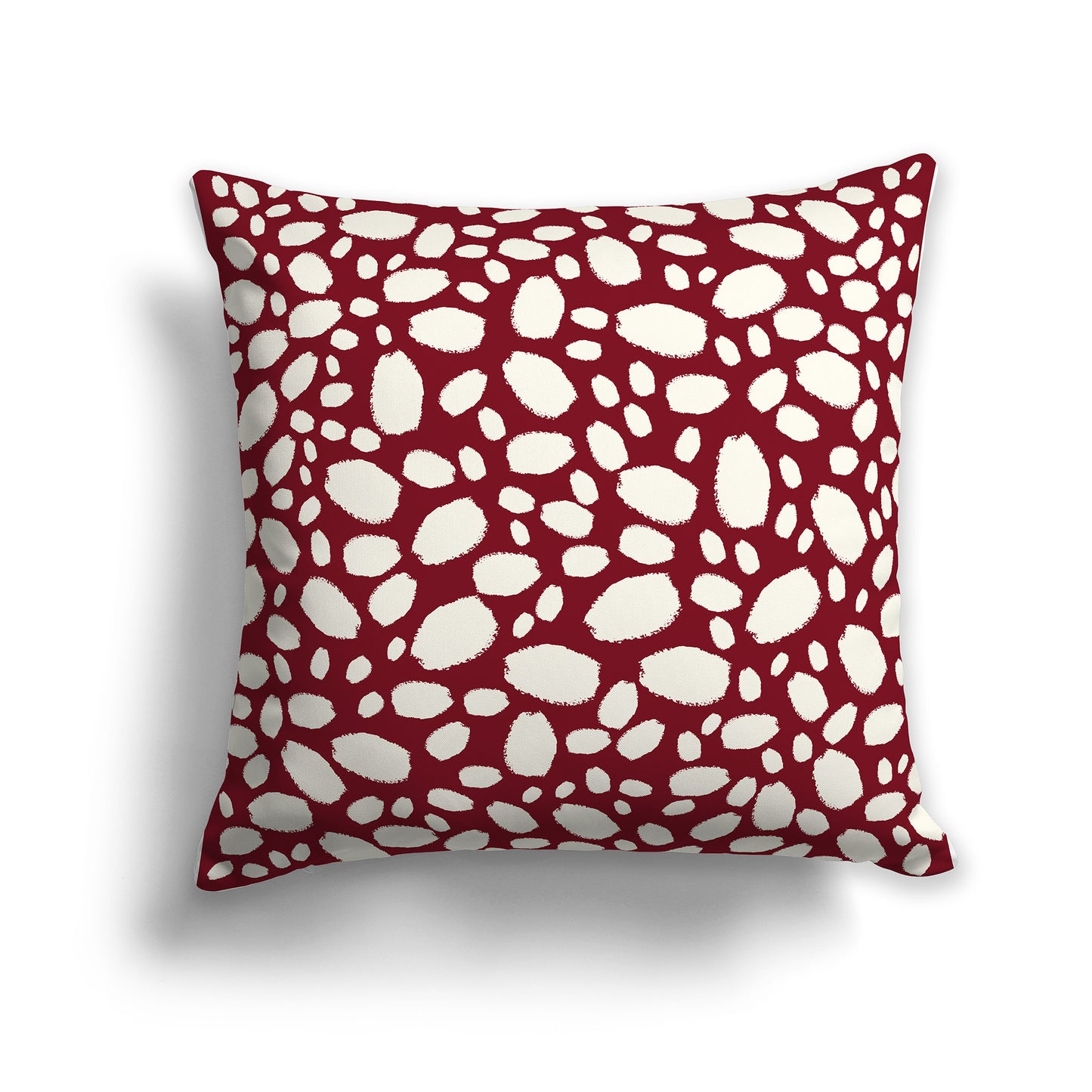 26 inch Throw Pillow with Burgundy Red and Cream Paint Dab Pattern