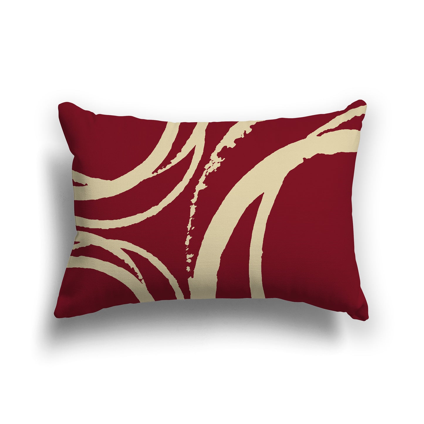 Lumbar Throw Pillow with Burgundy Red and Desert Sand Abstract Circles