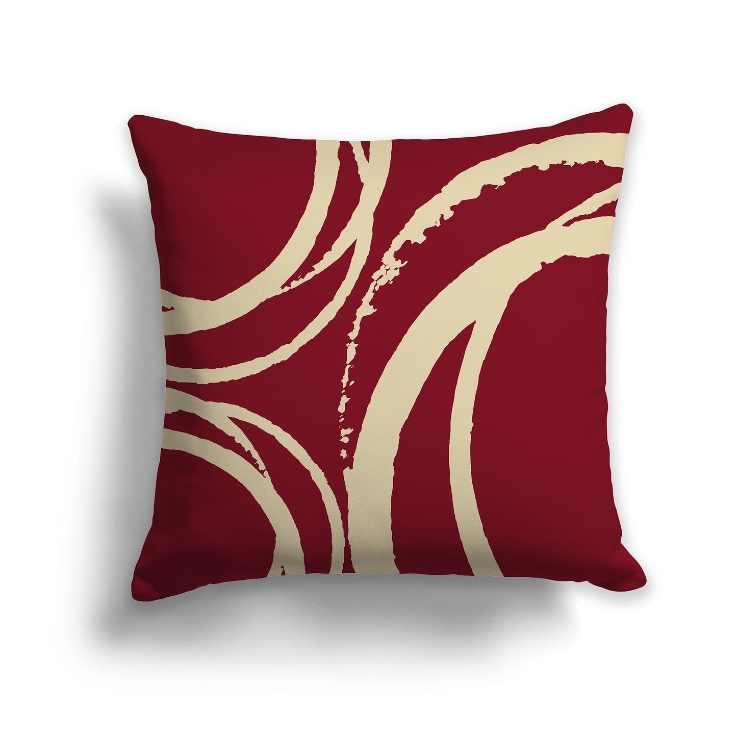 Square Throw Pillow with Burgundy Red and Desert Sand Abstract Circles