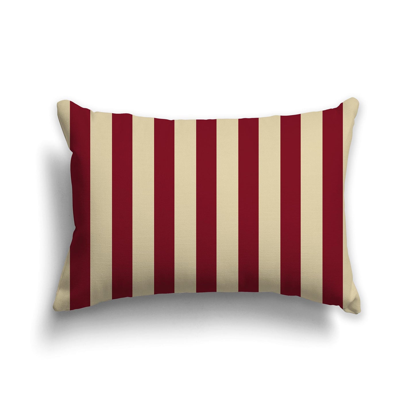 20x14 inch Lumbar Throw Pillow with Thick Burgundy Red and Desert Sand Vertical Bars