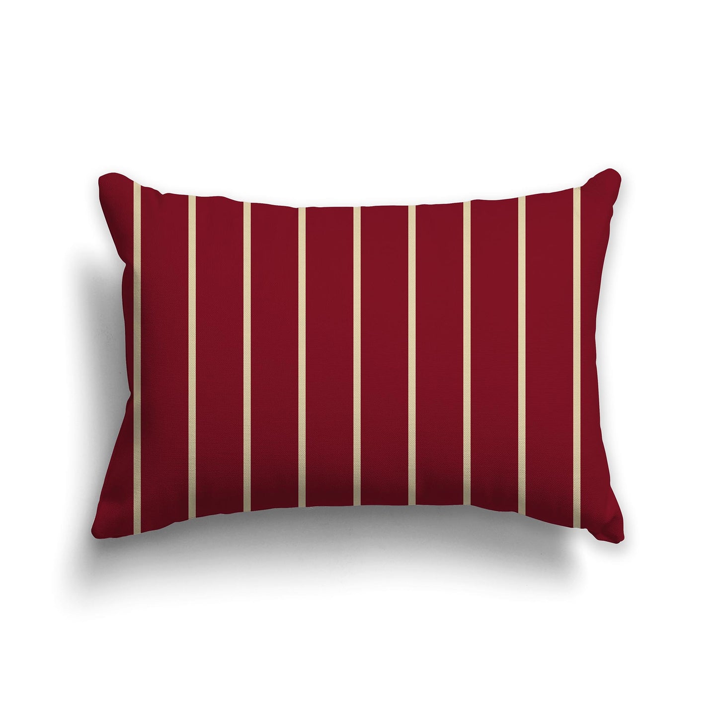 Lumbar Throw Pillow with Burgundy Red and Desert Sand Stripe Pattern