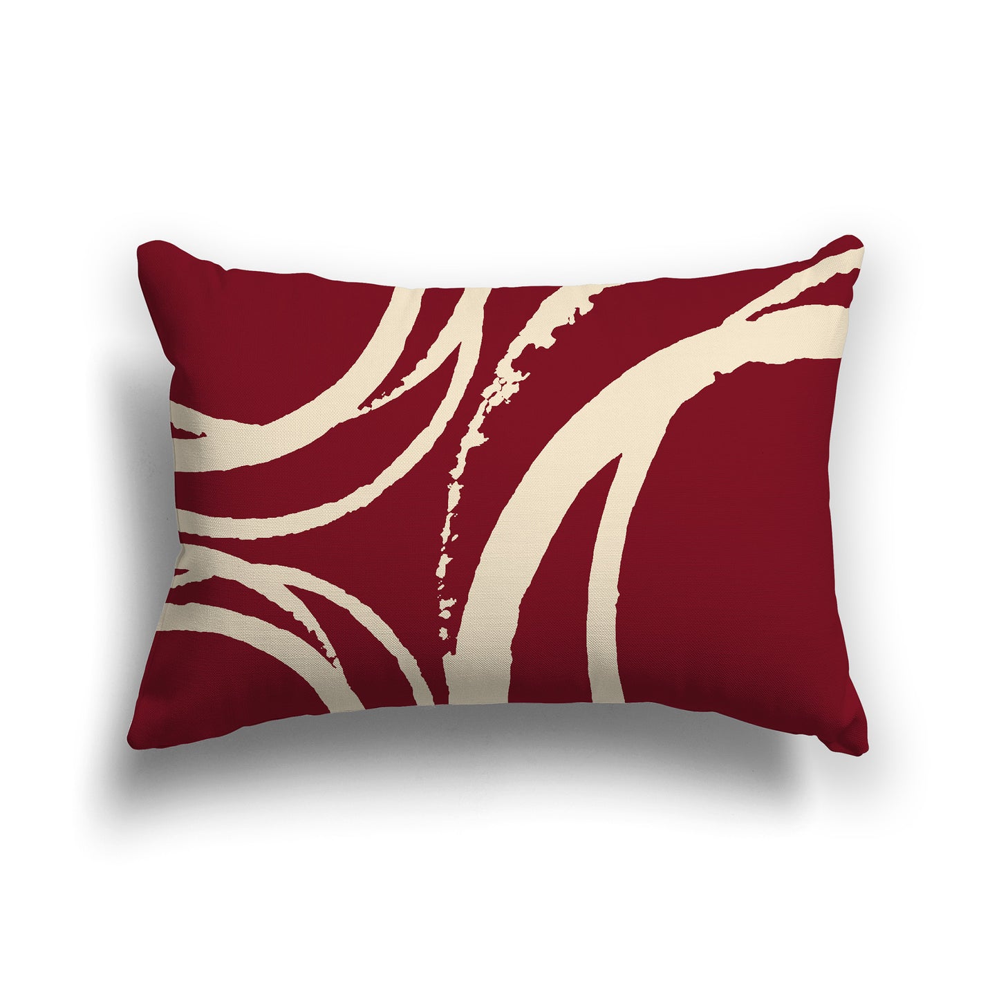 Lumbar Throw Pillow with Burgundy Red and Beige Abstract Circles