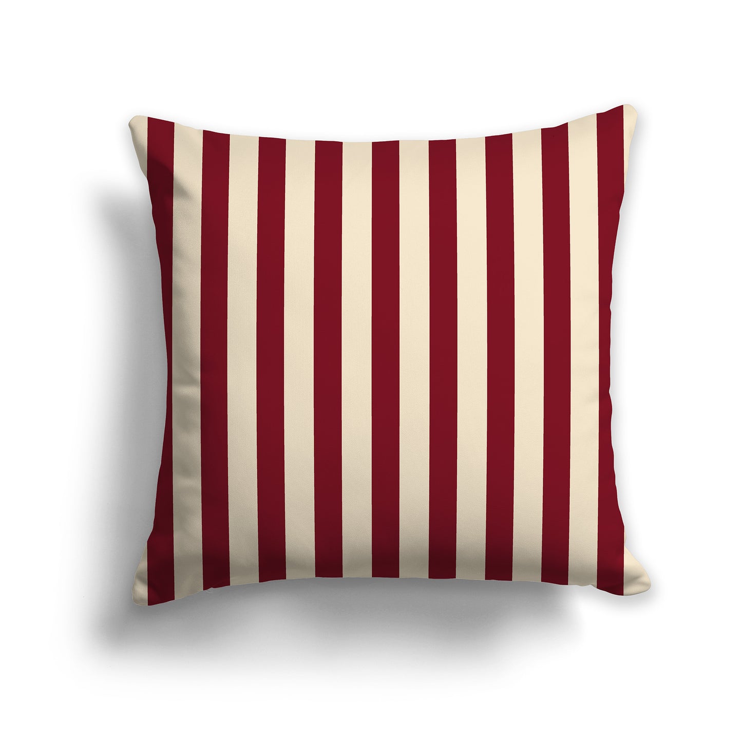 26 inch Throw Pillow with Thick Burgundy Red and Beige Vertical Bars