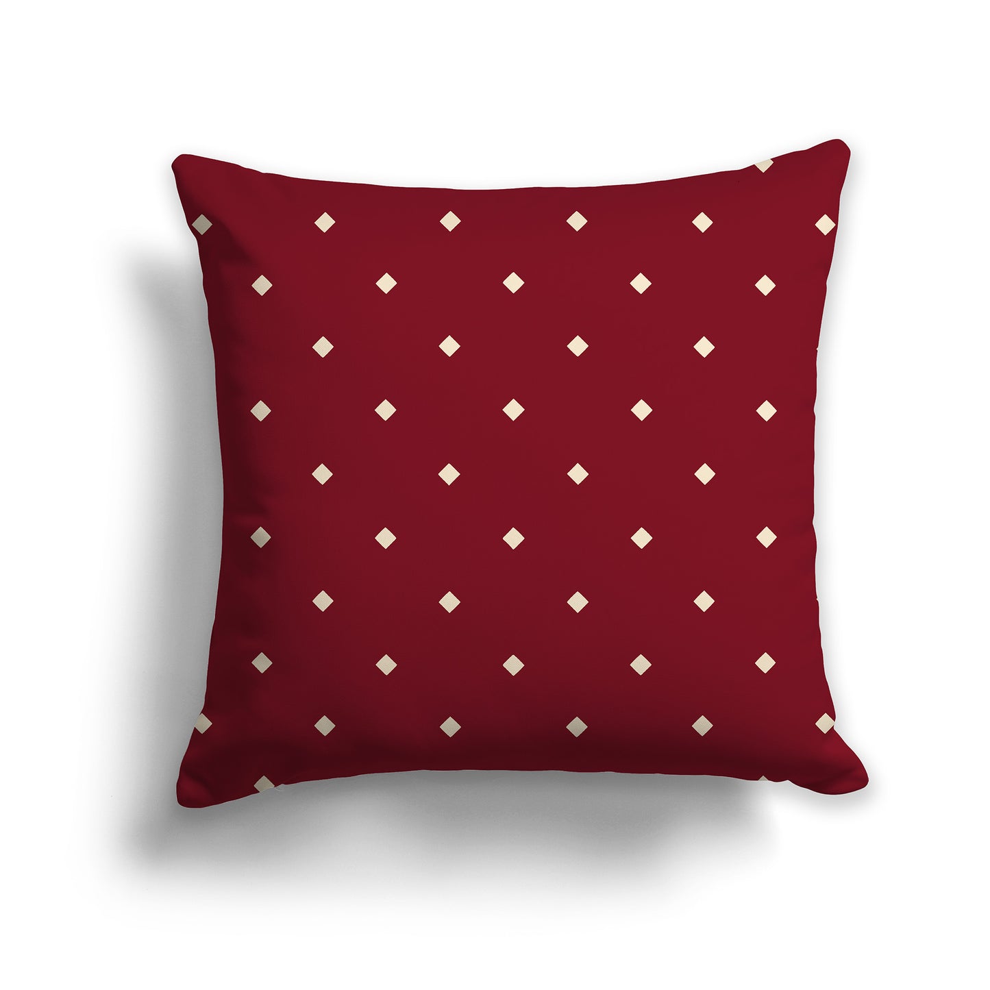 16 inch Burgundy Red Throw Pillow with Large Beige Diamond Pattern