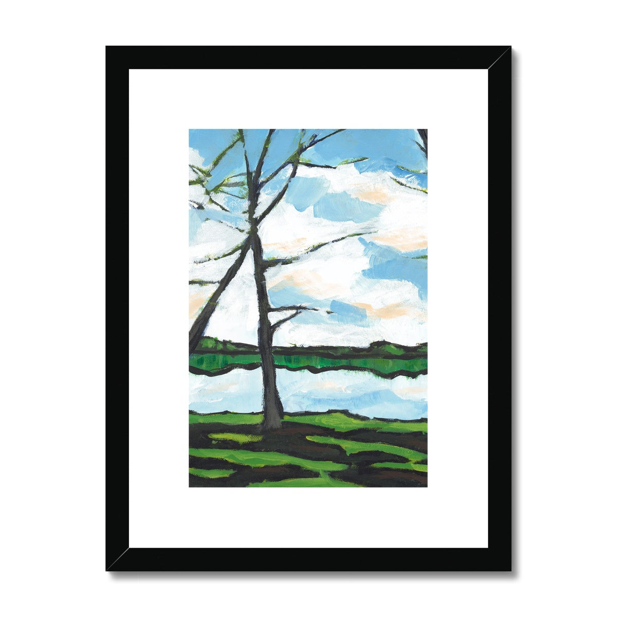 Framed Fine Art Print, White Mat - 6x8 8x12 12x16 18x24 inches | Lakeshore in Acrylic, FPV-1101-002