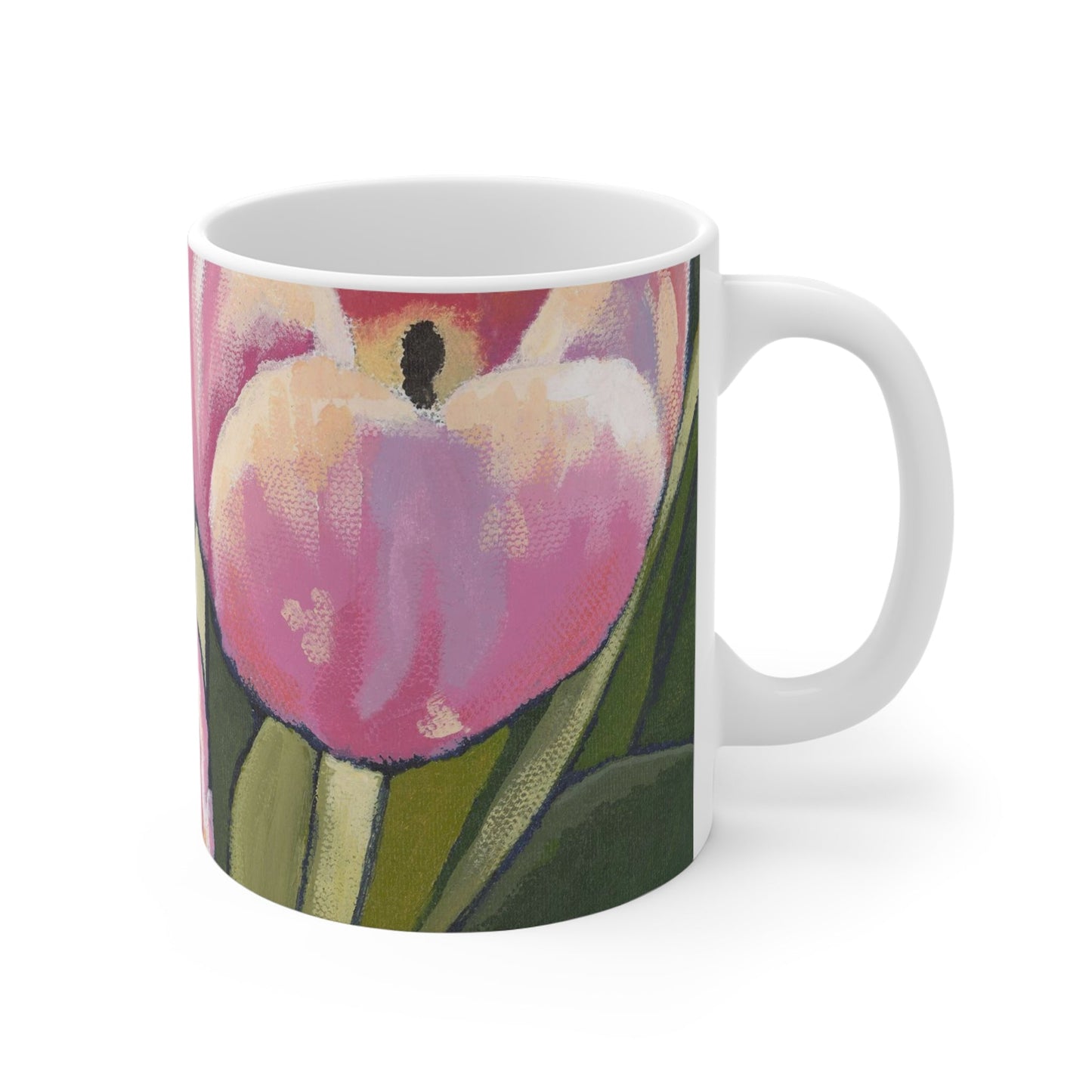 11oz Fine Art Ceramic Mug | Pink Tulips, CM-1080