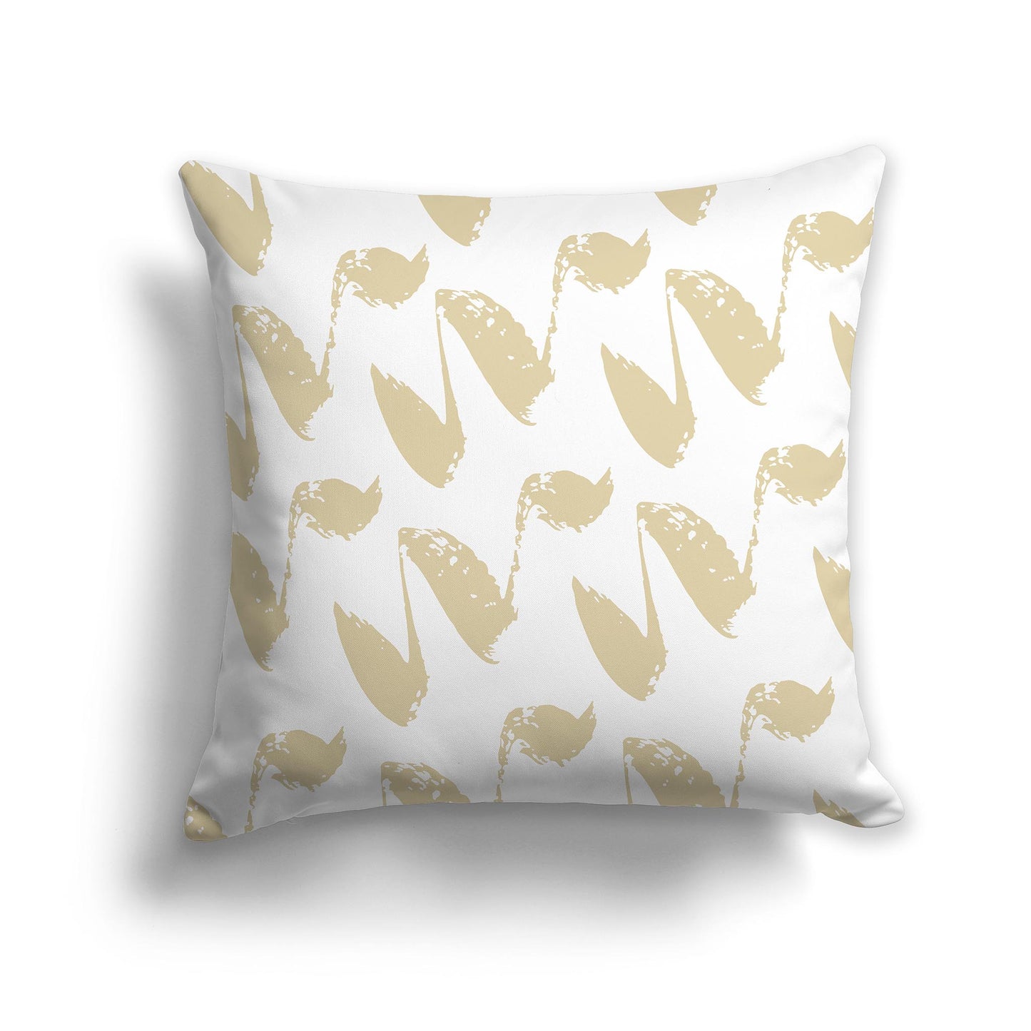 Square Throw Pillow with Desert Sand and White Squiggle Pattern