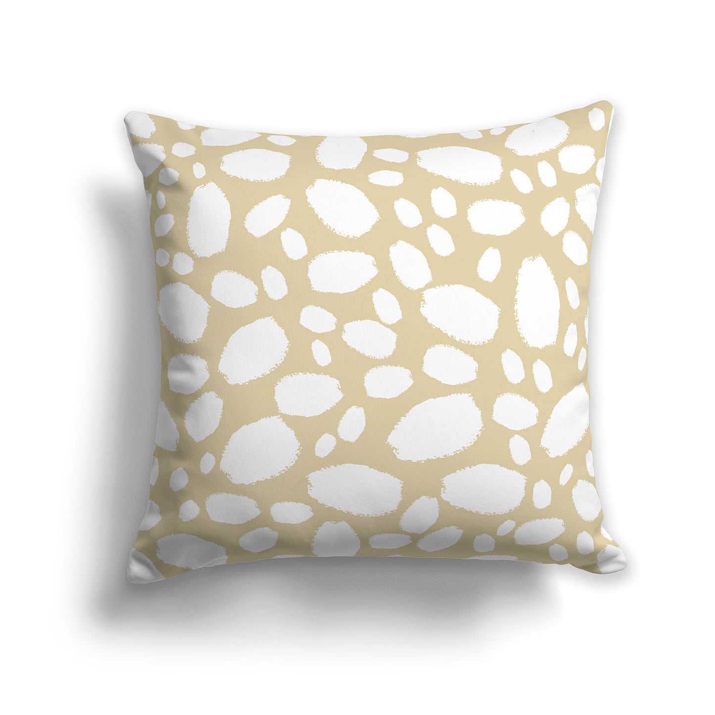 16 inch Throw Pillow with Desert Sand and White Paint Dab Pattern
