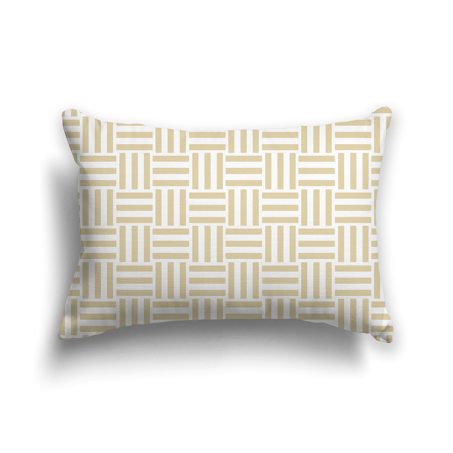 20x14 inch Lumbar Throw Pillow with Desert Sand and White Basket Weave Pattern